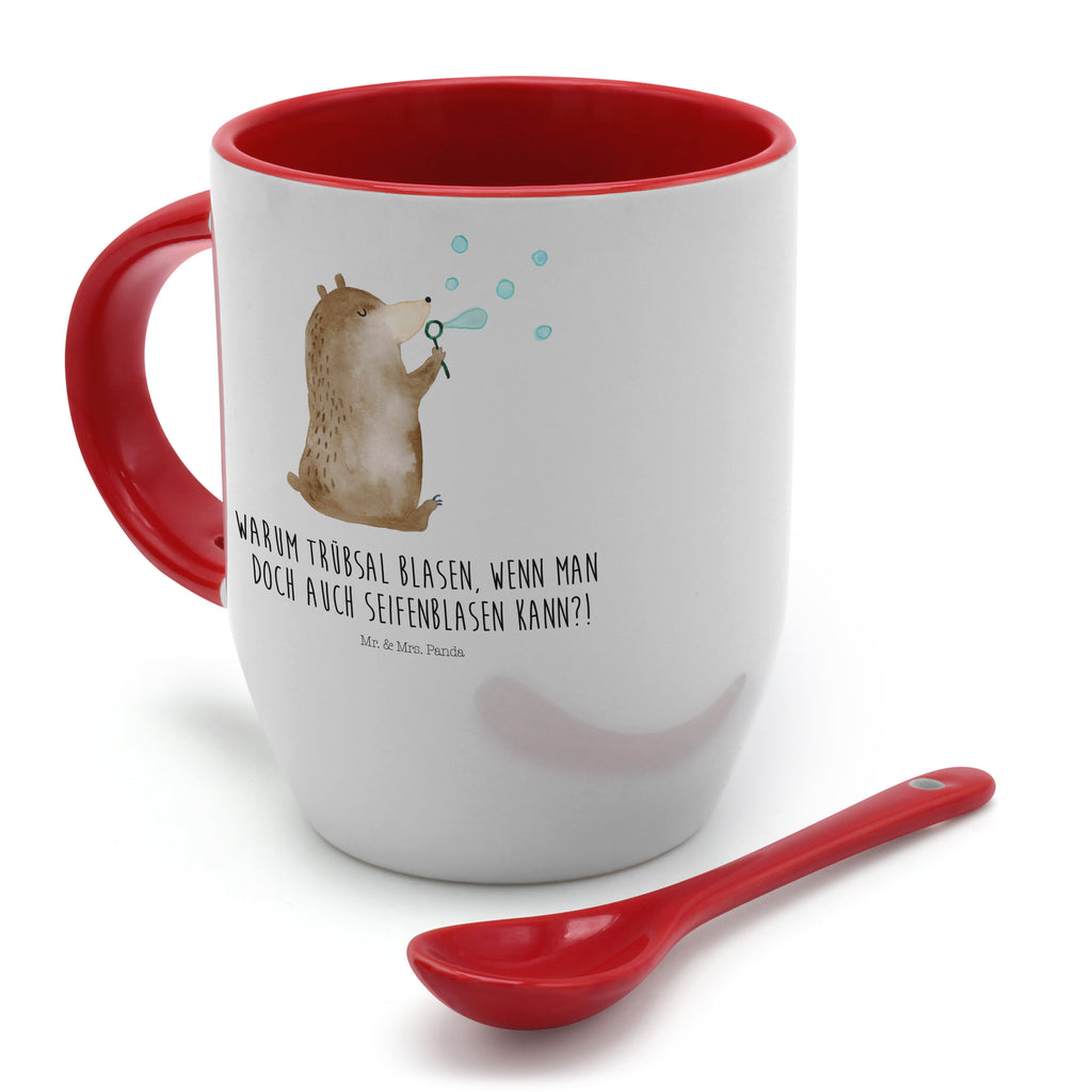 Tasse mit Löffel Bär Seifenblasen Tasse, Kaffeetasse, Tassen, Tasse mit Spruch, Kaffeebecher, Tasse mit Löffel, Bär, Teddy, Teddybär, Seifenblasen Bär Lustig Sein Glücklich Traurig Happy