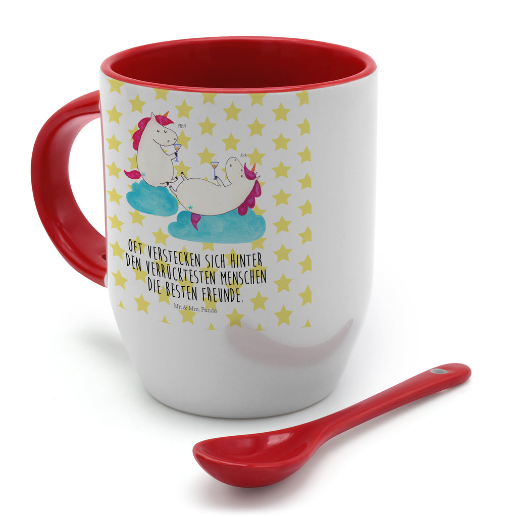 Tasse mit Löffel Einhörner Sekt Tasse, Kaffeetasse, Tassen, Tasse mit Spruch, Kaffeebecher, Tasse mit Löffel, Einhorn, Einhörner, Einhorn Deko, Pegasus, Unicorn, Freundinnen, Freundin, BFF, Sekt, Mädelsabend, Spaß, Party, Korken, Anstoßen, Beste