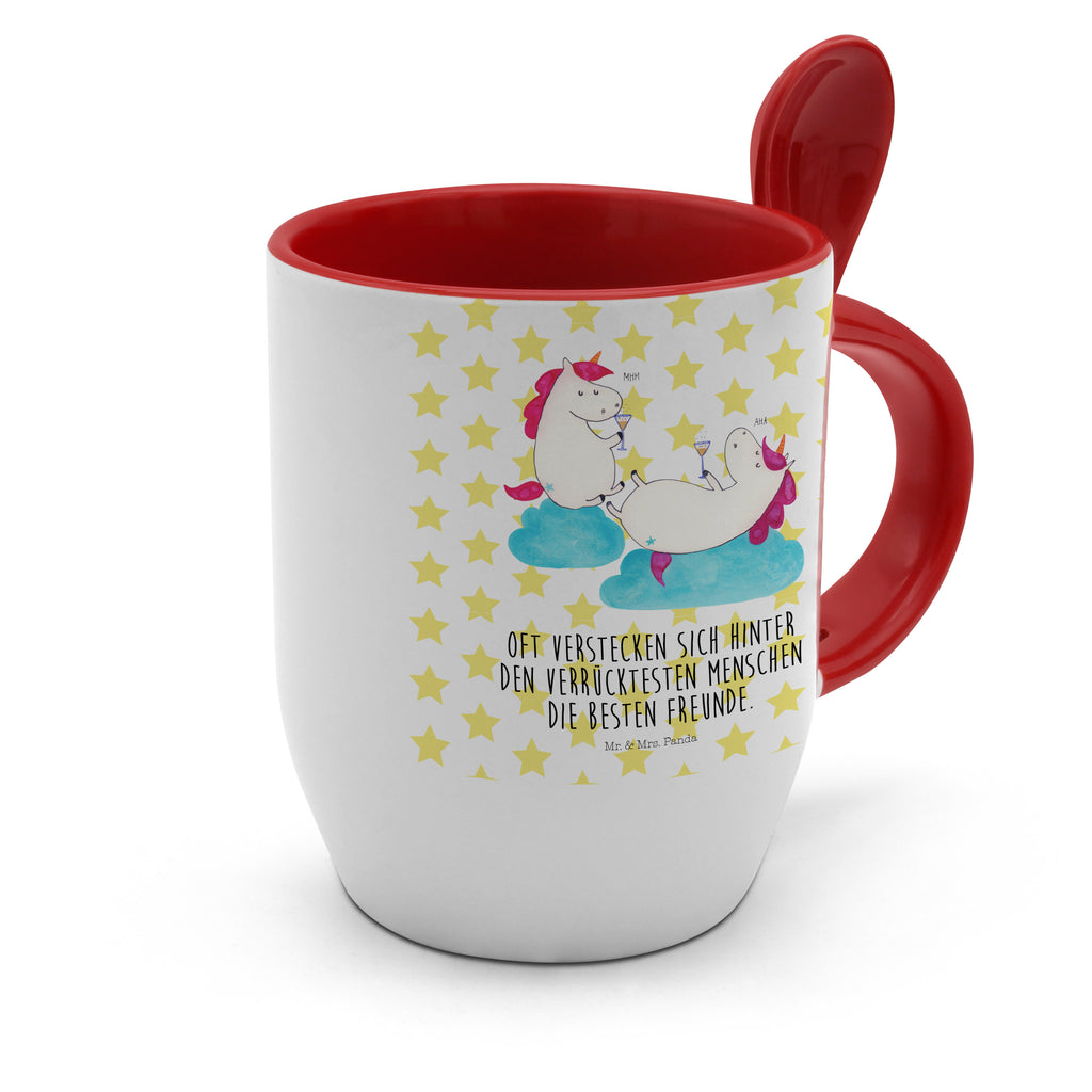 Tasse mit Löffel Einhörner Sekt Tasse, Kaffeetasse, Tassen, Tasse mit Spruch, Kaffeebecher, Tasse mit Löffel, Einhorn, Einhörner, Einhorn Deko, Pegasus, Unicorn, Freundinnen, Freundin, BFF, Sekt, Mädelsabend, Spaß, Party, Korken, Anstoßen, Beste