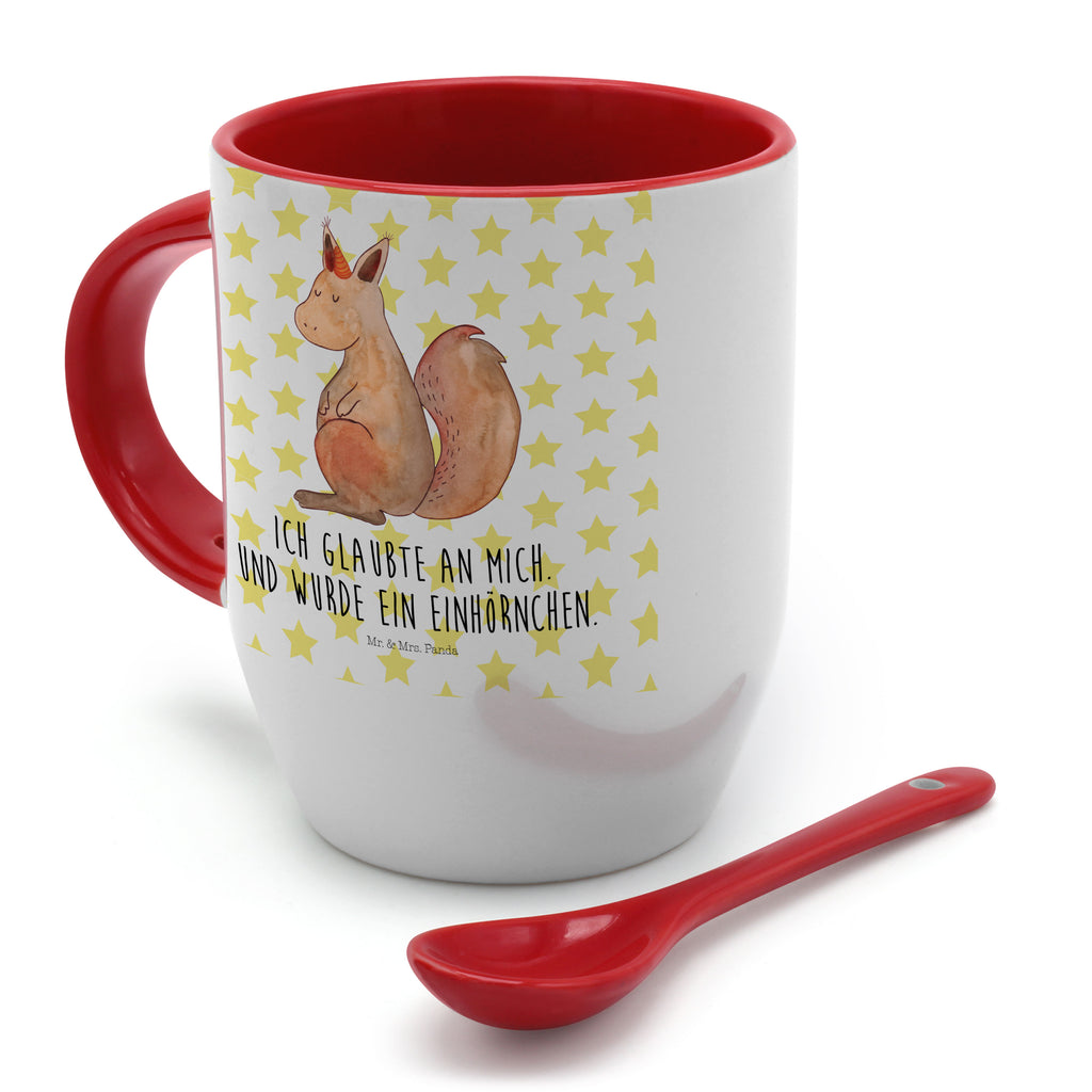 Tasse mit Löffel Einhörnchen Glaube Tasse, Kaffeetasse, Tassen, Tasse mit Spruch, Kaffeebecher, Tasse mit Löffel, Einhorn, Einhörner, Einhorn Deko, Pegasus, Unicorn, Einhörnchen, Eichhörnchen, Eichhorn