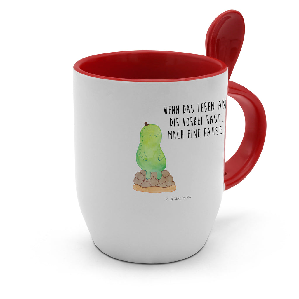 Tasse mit Löffel Schildkröte pausiert Tasse, Kaffeetasse, Tassen, Tasse mit Spruch, Kaffeebecher, Tasse mit Löffel, Schildkröte, Achtsamkeit, Entschleunigen, achtsam