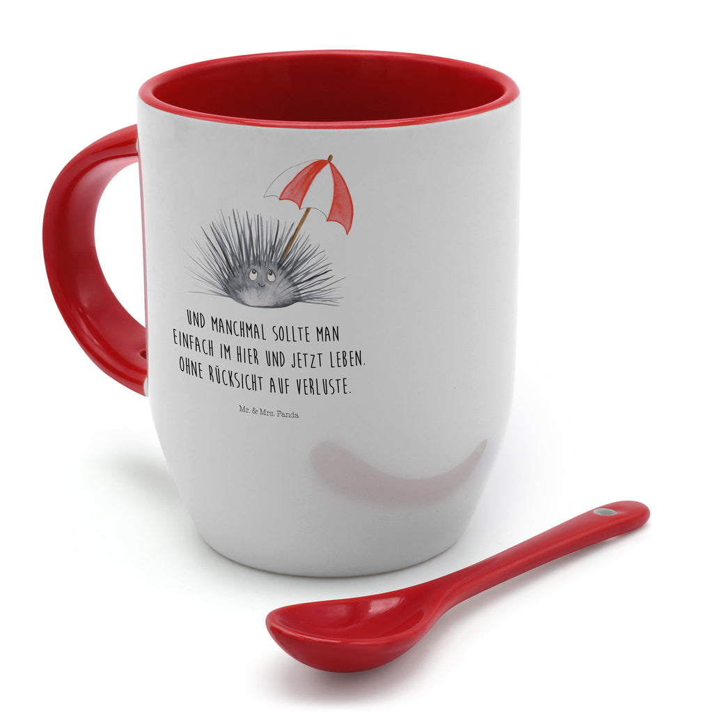 Tasse mit Löffel Seeigel Tasse, Kaffeetasse, Tassen, Tasse mit Spruch, Kaffeebecher, Tasse mit Löffel, Meerestiere, Meer, Urlaub, Seeigel, Achtsamkeit, Selbstakzeptanz, Selbstliebe, Hier und Jetzt, Leben, Lebe