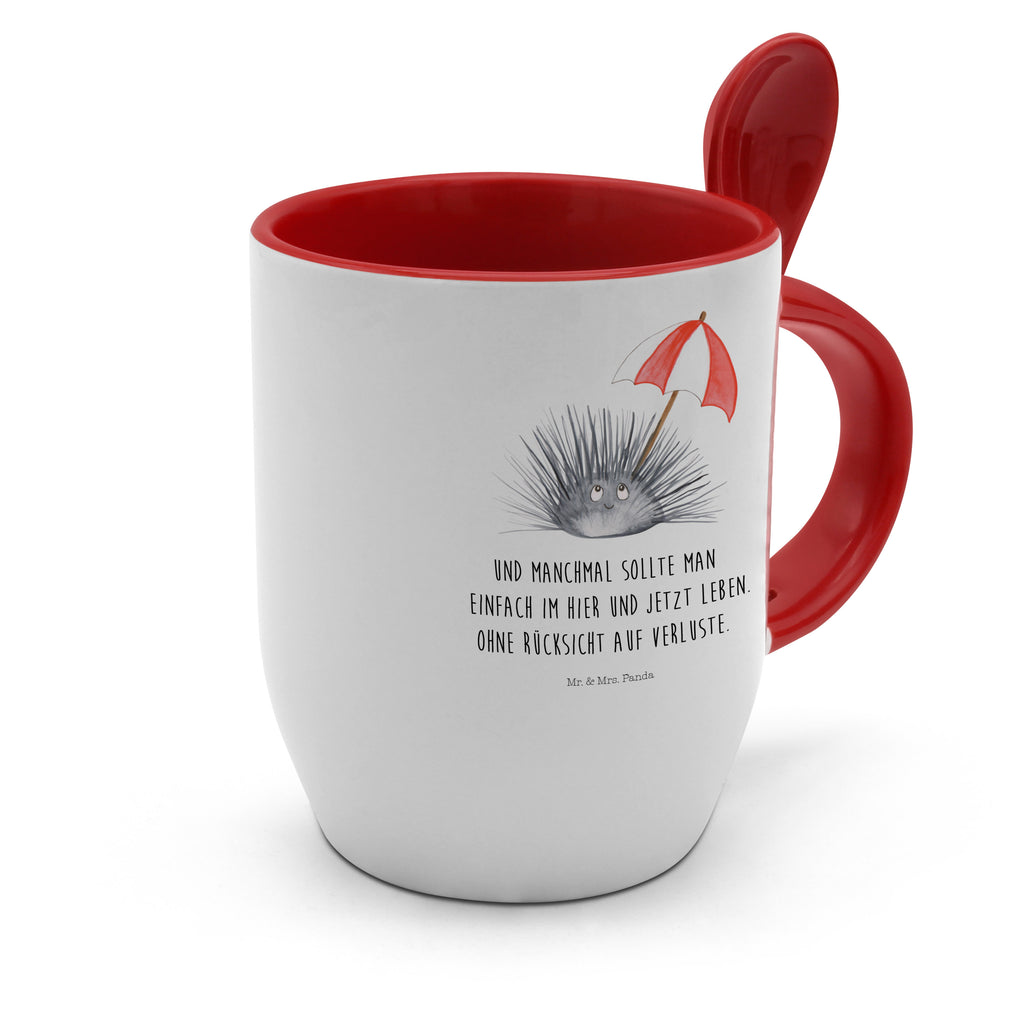 Tasse mit Löffel Seeigel Tasse, Kaffeetasse, Tassen, Tasse mit Spruch, Kaffeebecher, Tasse mit Löffel, Meerestiere, Meer, Urlaub, Seeigel, Achtsamkeit, Selbstakzeptanz, Selbstliebe, Hier und Jetzt, Leben, Lebe