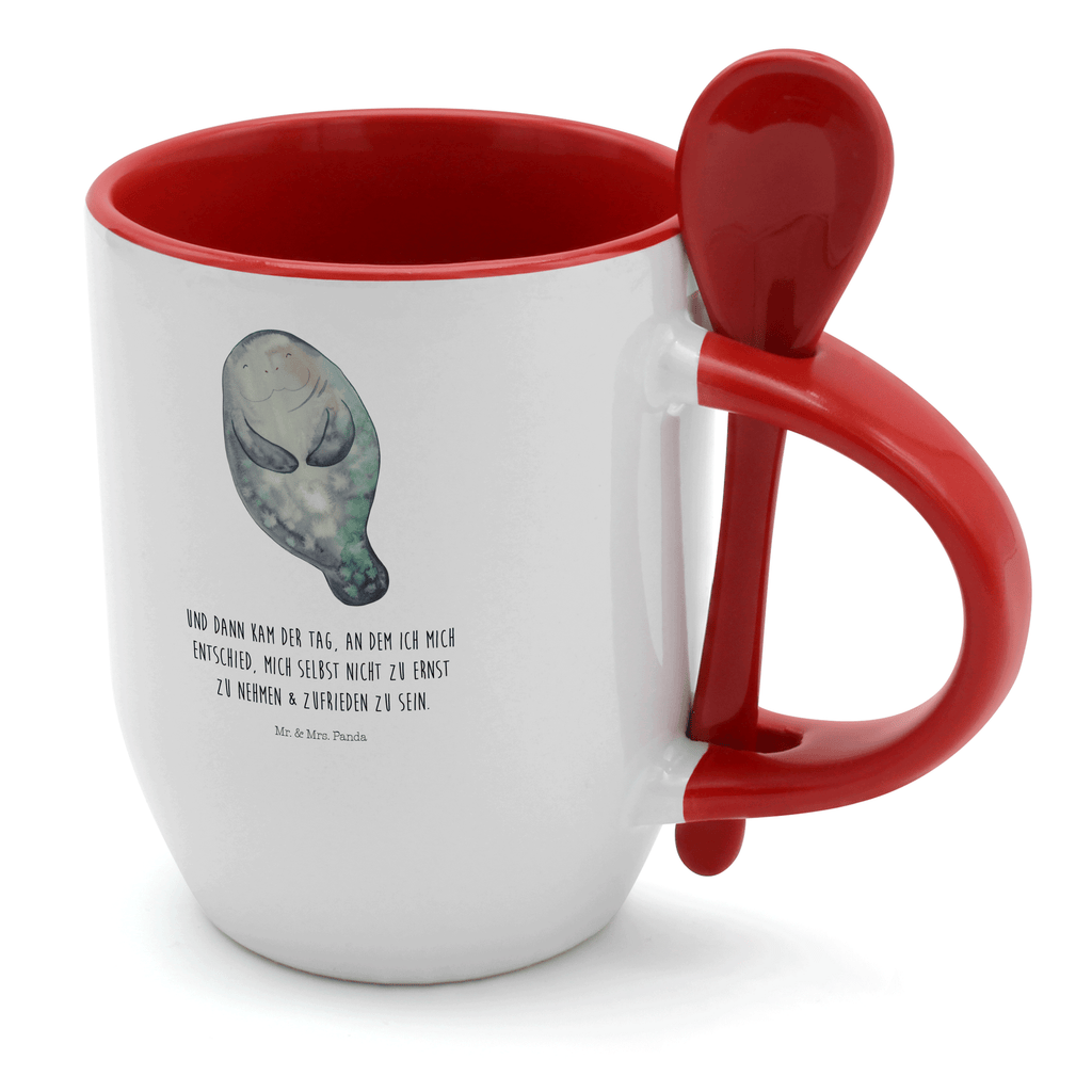 Tasse mit Löffel Seekuh happy Tasse, Kaffeetasse, Tassen, Tasse mit Spruch, Kaffeebecher, Tasse mit Löffel, Meerestiere, Meer, Urlaub, Seekuh, Seekühe, Selbstliebe, Respekt, Neuanfang, Neustart, Achtsamkeit, Zufrieden, Liebeskummer, Freundin