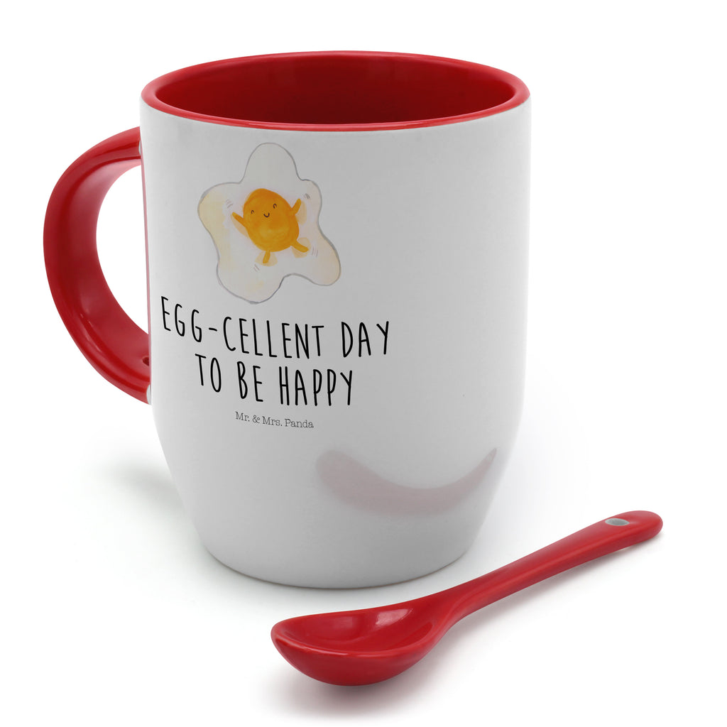 Tasse mit Löffel Spiegelei Tasse, Kaffeetasse, Tassen, Tasse mit Spruch, Kaffeebecher, Tasse mit Löffel, Tiermotive, Gute Laune, lustige Sprüche, Tiere, Ei, Spiegelei, Schön, Tag, Glücklich, Liebe