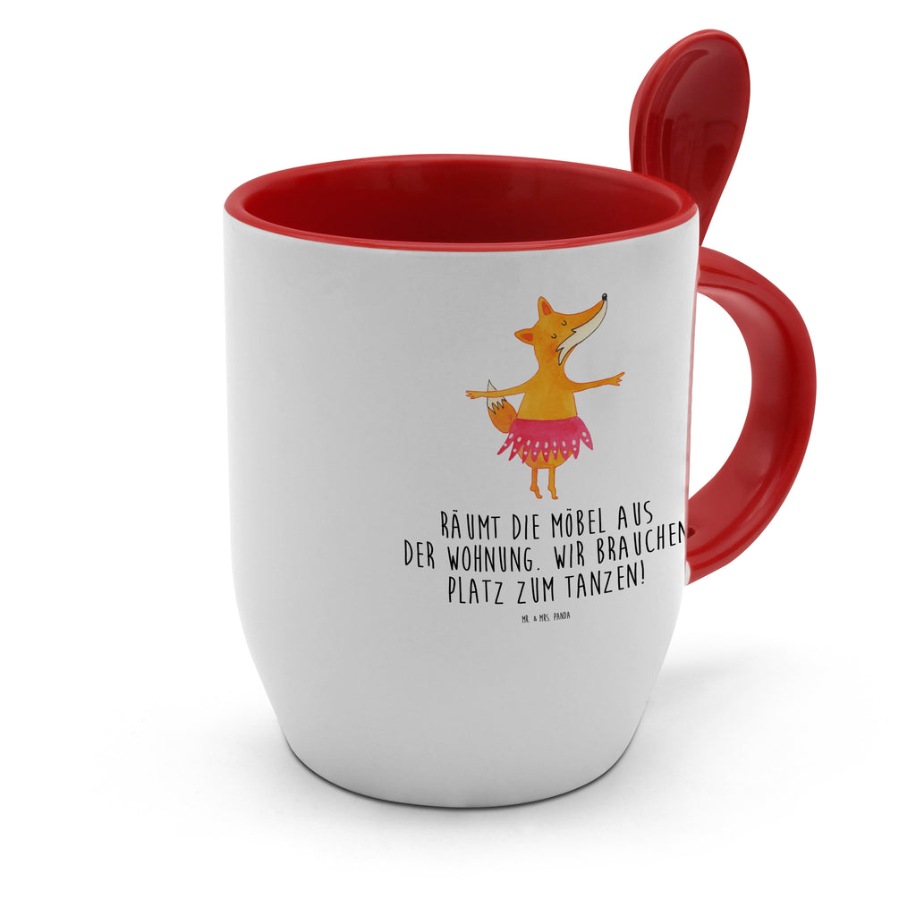 Tasse mit Löffel Fuchs Ballerina Tasse, Kaffeetasse, Tassen, Tasse mit Spruch, Kaffeebecher, Tasse mit Löffel, Fuchs, Fuchs Spruch, Füchse, Füchsin, Ballerina, Ballett, Tänzerin, Tanzen, Party, Einladung, Geburtstag
