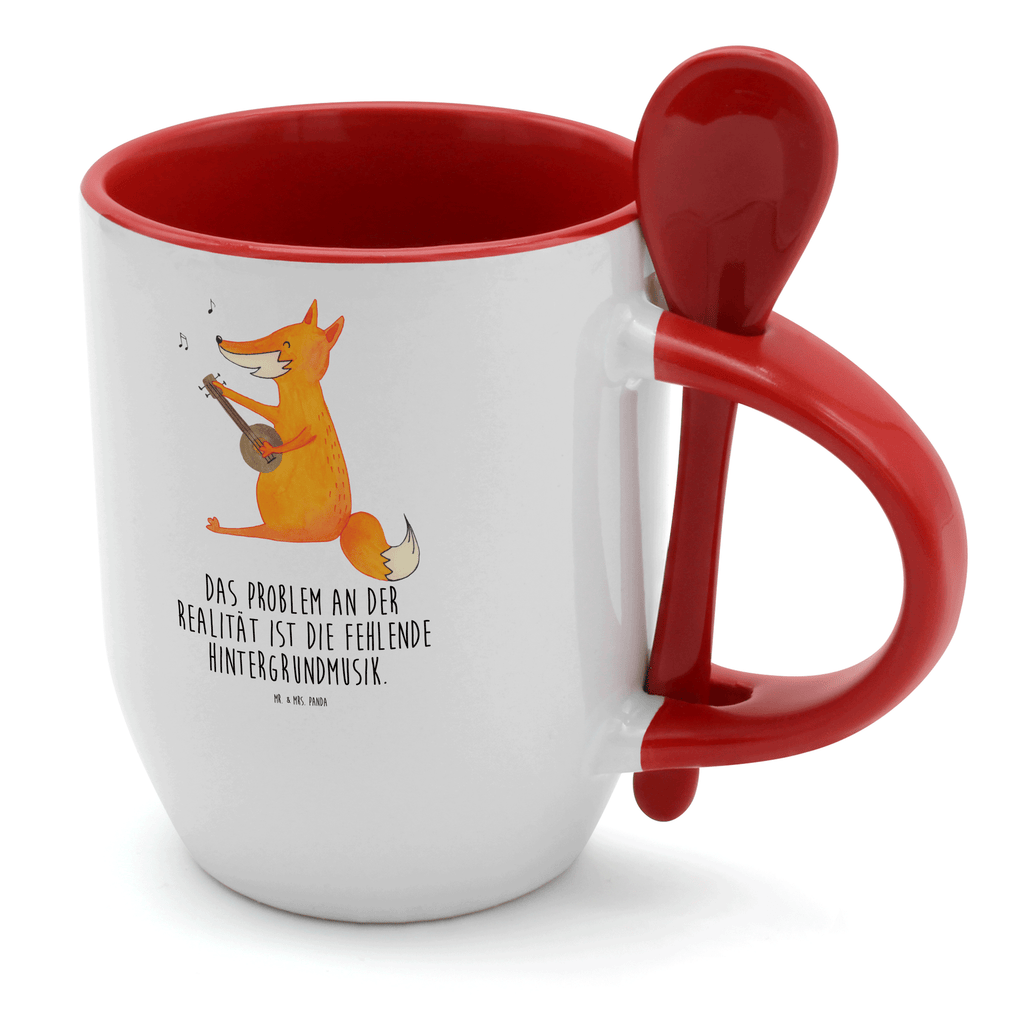 Tasse mit Löffel Fuchs Gitarre Tasse, Kaffeetasse, Tassen, Tasse mit Spruch, Kaffeebecher, Tasse mit Löffel, Fuchs, Füchse, Geschenk Musiker, Musik Spruch, Musikerin, Sänger, Sängerin, Gitarre