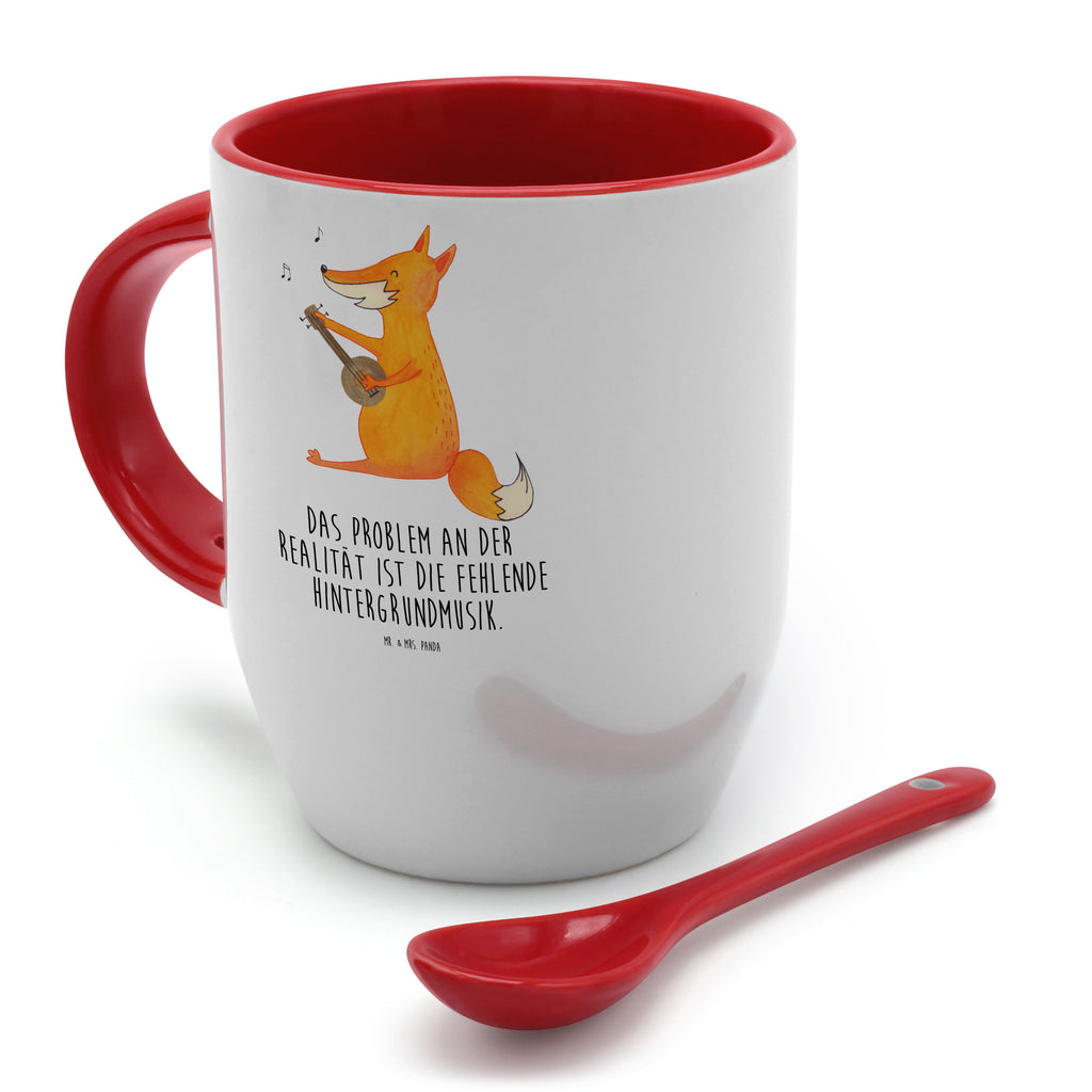 Tasse mit Löffel Fuchs Gitarre Tasse, Kaffeetasse, Tassen, Tasse mit Spruch, Kaffeebecher, Tasse mit Löffel, Fuchs, Füchse, Geschenk Musiker, Musik Spruch, Musikerin, Sänger, Sängerin, Gitarre