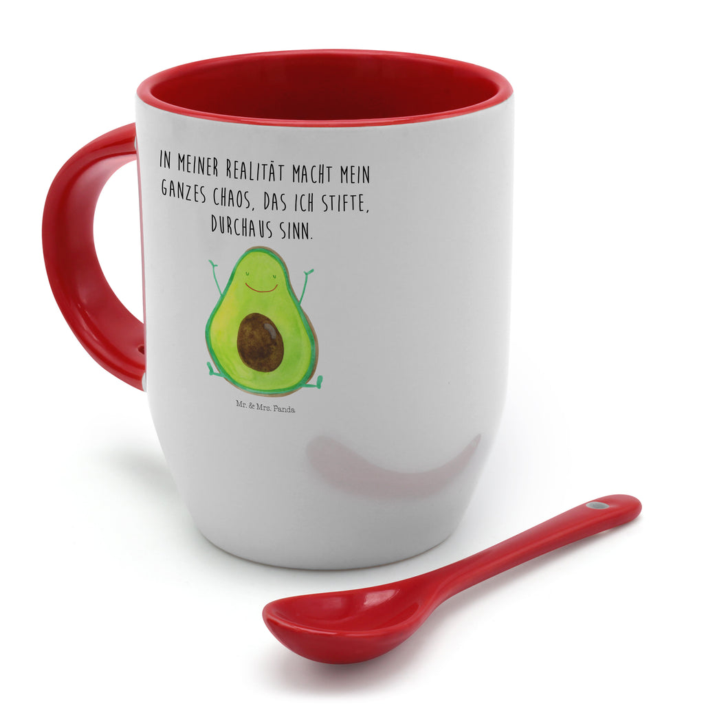 Tasse mit Löffel Avocado Happy Tasse, Kaffeetasse, Tassen, Tasse mit Spruch, Kaffeebecher, Tasse mit Löffel, Avocado, Veggie, Vegan, Gesund, Chaos
