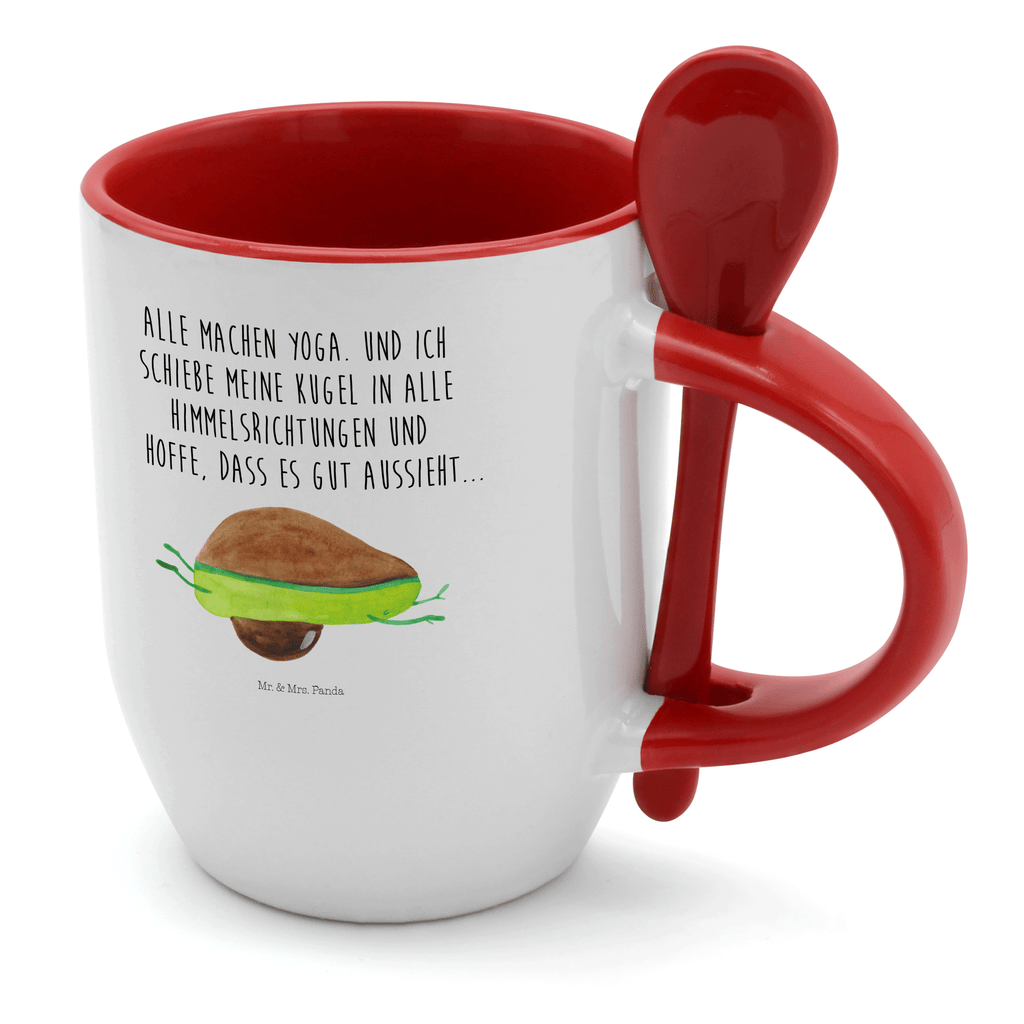 Tasse mit Löffel Avocado Yoga Tasse, Kaffeetasse, Tassen, Tasse mit Spruch, Kaffeebecher, Tasse mit Löffel, Avocado, Veggie, Vegan, Gesund, Avocado Yoga Vegan
