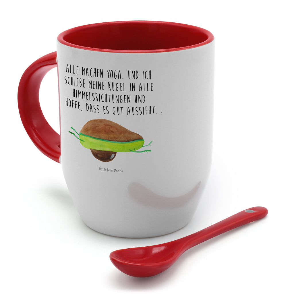 Tasse mit Löffel Avocado Yoga Tasse, Kaffeetasse, Tassen, Tasse mit Spruch, Kaffeebecher, Tasse mit Löffel, Avocado, Veggie, Vegan, Gesund, Avocado Yoga Vegan