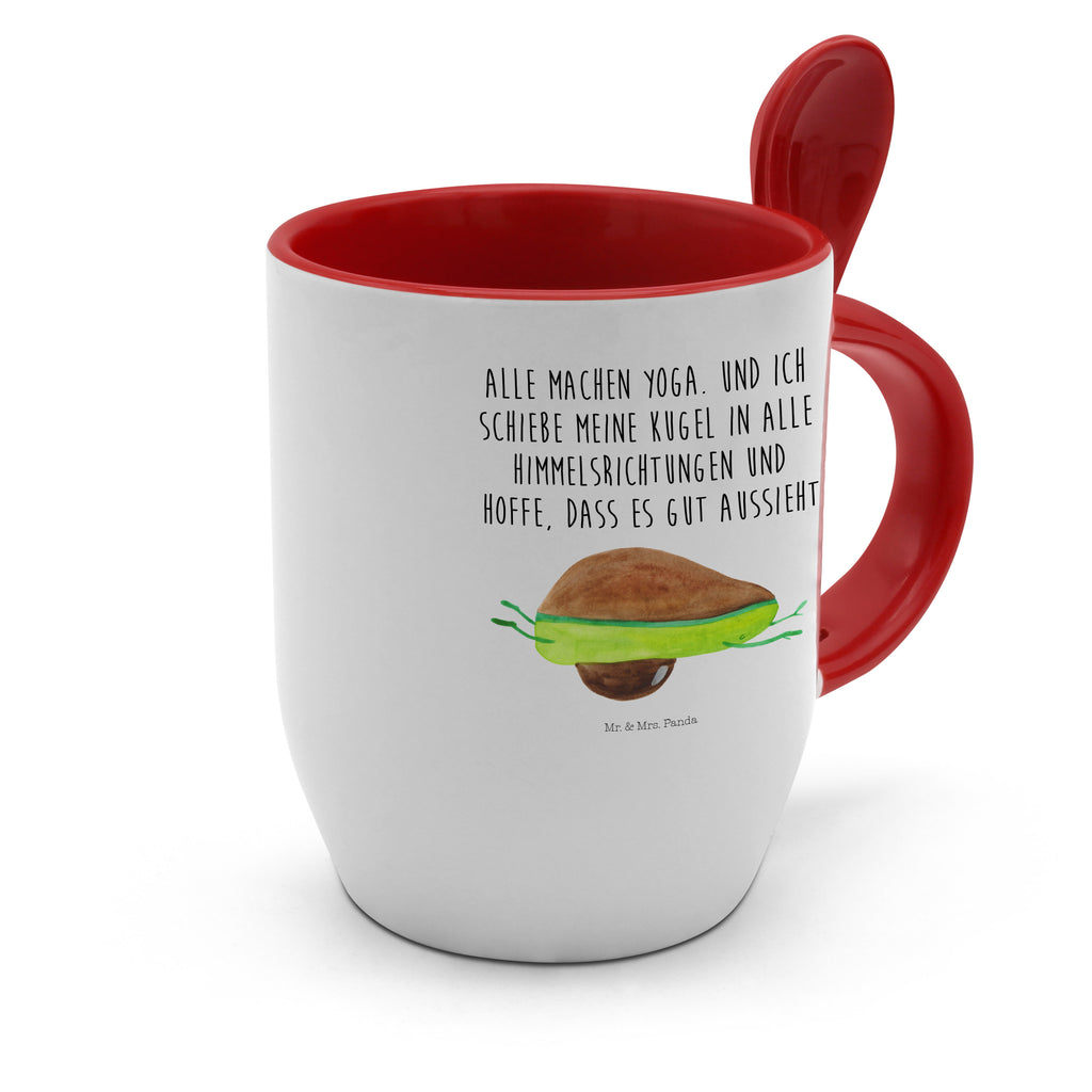 Tasse mit Löffel Avocado Yoga Tasse, Kaffeetasse, Tassen, Tasse mit Spruch, Kaffeebecher, Tasse mit Löffel, Avocado, Veggie, Vegan, Gesund, Avocado Yoga Vegan