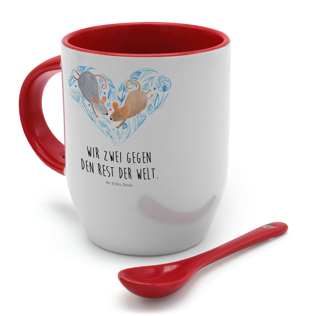 Tasse mit Löffel Mäuse Herz Tasse, Kaffeetasse, Tassen, Tasse mit Spruch, Kaffeebecher, Tasse mit Löffel, Liebe, Partner, Freund, Freundin, Ehemann, Ehefrau, Heiraten, Verlobung, Heiratsantrag, Liebesgeschenk, Jahrestag, Hocheitstag, Maus, Mäuse, Liebesbotschaft, Liebesbeweis, Hochzeit, Lieblingsmensch, Gemeinsamkeit, Love, Geschenk für zwei