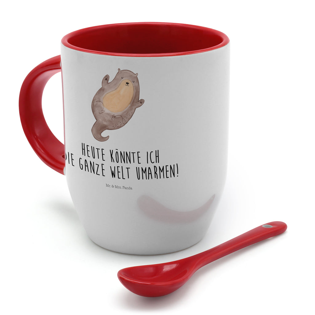 Tasse mit Löffel Otter Umarmen Tasse, Kaffeetasse, Tassen, Tasse mit Spruch, Kaffeebecher, Tasse mit Löffel, Otter, Fischotter, Seeotter, Otter Seeotter See Otter
