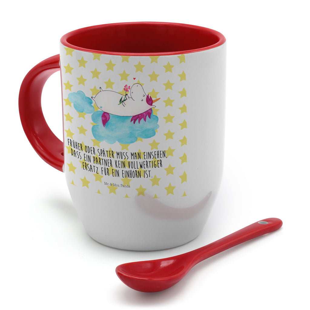 Tasse mit Löffel Einhorn verliebt auf Wolke Tasse, Kaffeetasse, Tassen, Tasse mit Spruch, Kaffeebecher, Tasse mit Löffel, Einhorn, Einhörner, Einhorn Deko, Pegasus, Unicorn, verliebt, Liebe, Liebesbeweis, Freundin, Wolke