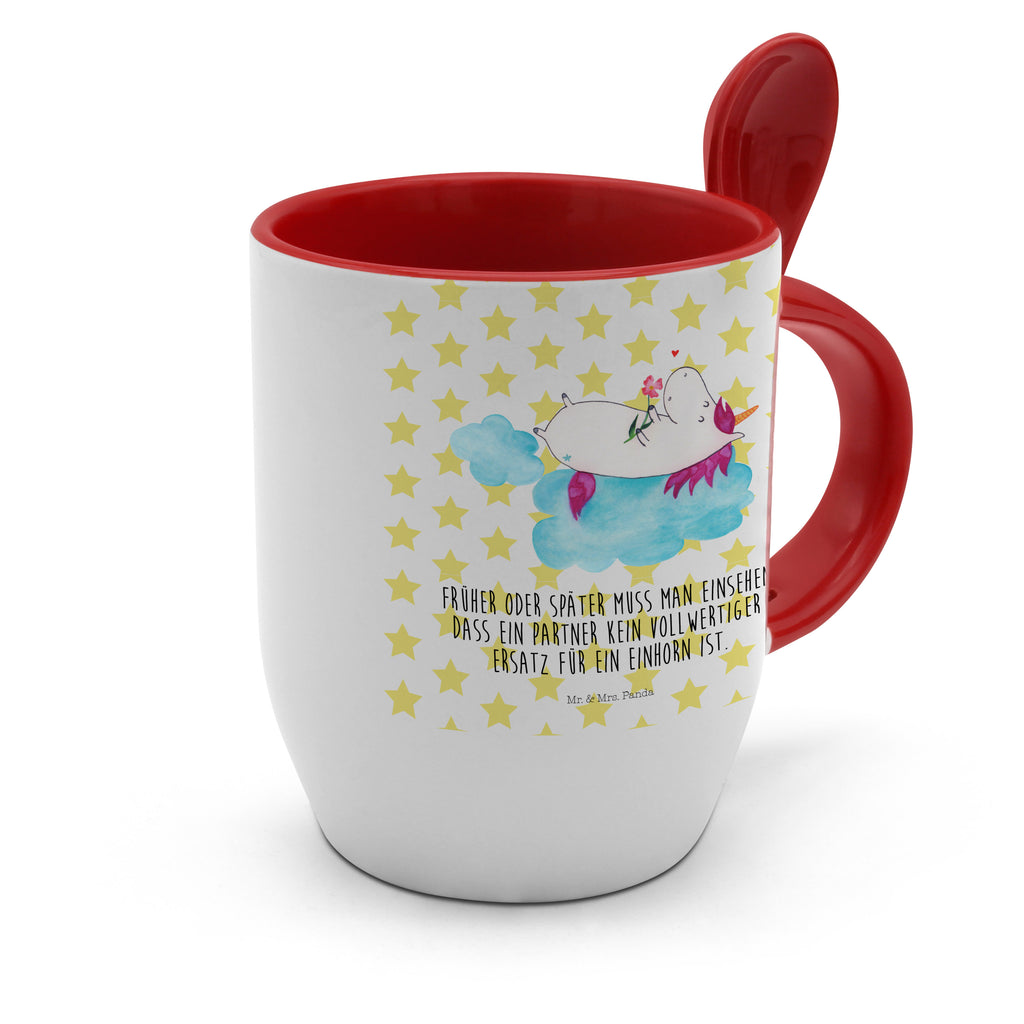Tasse mit Löffel Einhorn verliebt auf Wolke Tasse, Kaffeetasse, Tassen, Tasse mit Spruch, Kaffeebecher, Tasse mit Löffel, Einhorn, Einhörner, Einhorn Deko, Pegasus, Unicorn, verliebt, Liebe, Liebesbeweis, Freundin, Wolke
