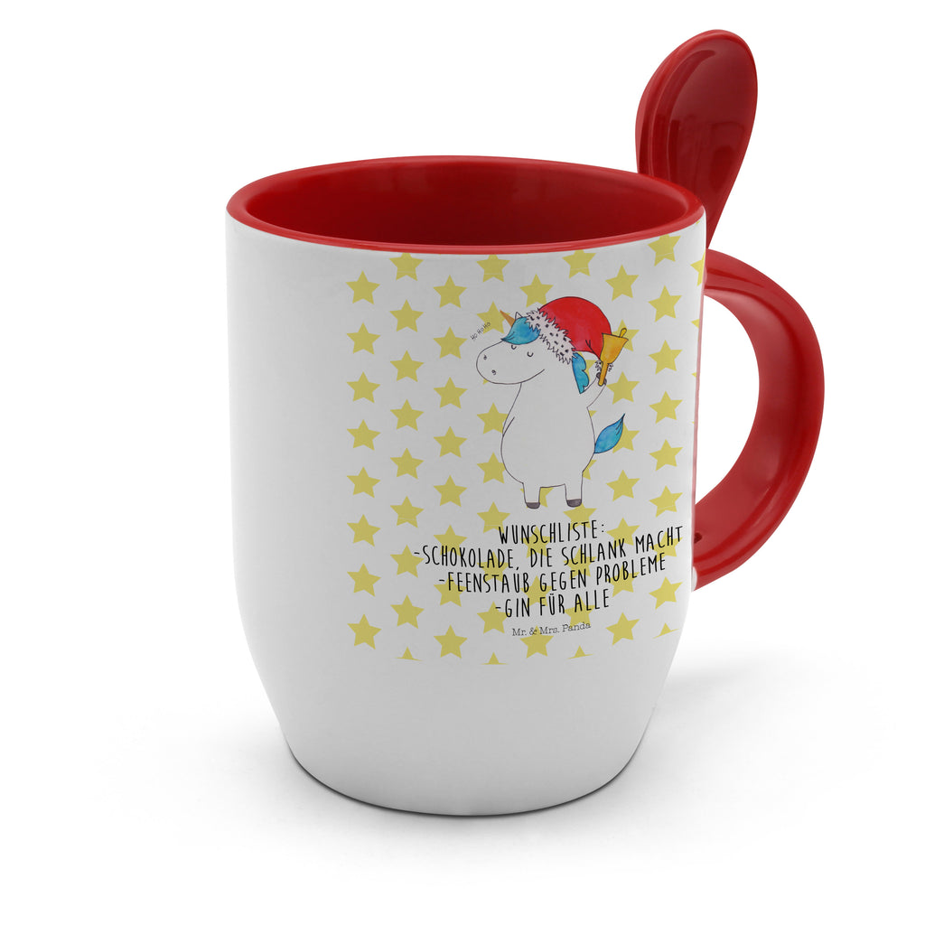 Tasse mit Löffel Einhorn Weihnachtsmann Tasse, Kaffeetasse, Tassen, Tasse mit Spruch, Kaffeebecher, Tasse mit Löffel, Einhorn, Einhörner, Einhorn Deko, Pegasus, Unicorn, Gin, Schokolade, Schoki, Weihnachten, Weihnachtsmann, Nikolaus, Wunschzettel, Wunschliste, Feenstaub
