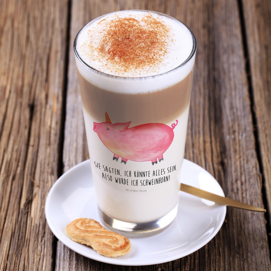 Glas Einhorn Schweinhorn Cappuccino Glas, Glas, Cappuccino Tasse, Latte Macchiato, Einhorn, Einhörner, Einhorn Deko, Pegasus, Unicorn, Party, Spaß, Schwein, Schweinhorn, Bauer, witzig. lustig, Spruch, geschenk, Pig, Piggy, funny, english, englisch