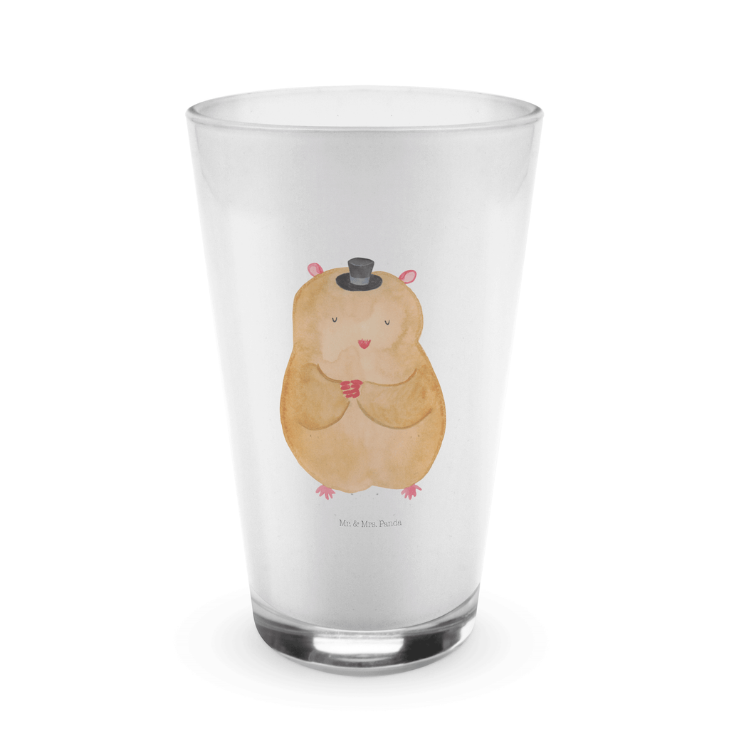 Glas Hamster mit Hut Cappuccino Glas, Glas, Cappuccino Tasse, Latte Macchiato, Tiermotive, Gute Laune, lustige Sprüche, Tiere, Hamster, Hut, Magier, Zylinder, Zwerghamster, Zauberer, Houdini