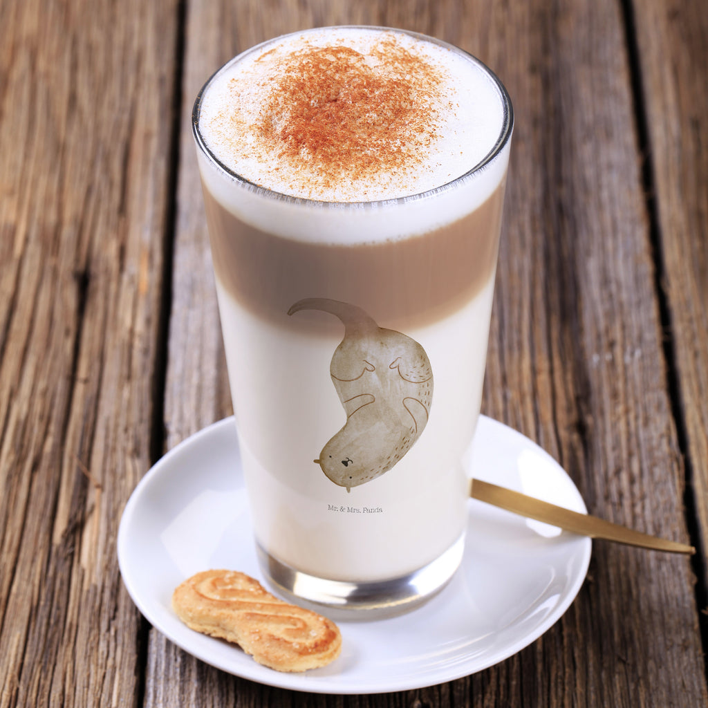 Glas Otter kopfüber Cappuccino Glas, Glas, Cappuccino Tasse, Latte Macchiato, Otter, Fischotter, Seeotter, Otter Seeotter See Otter