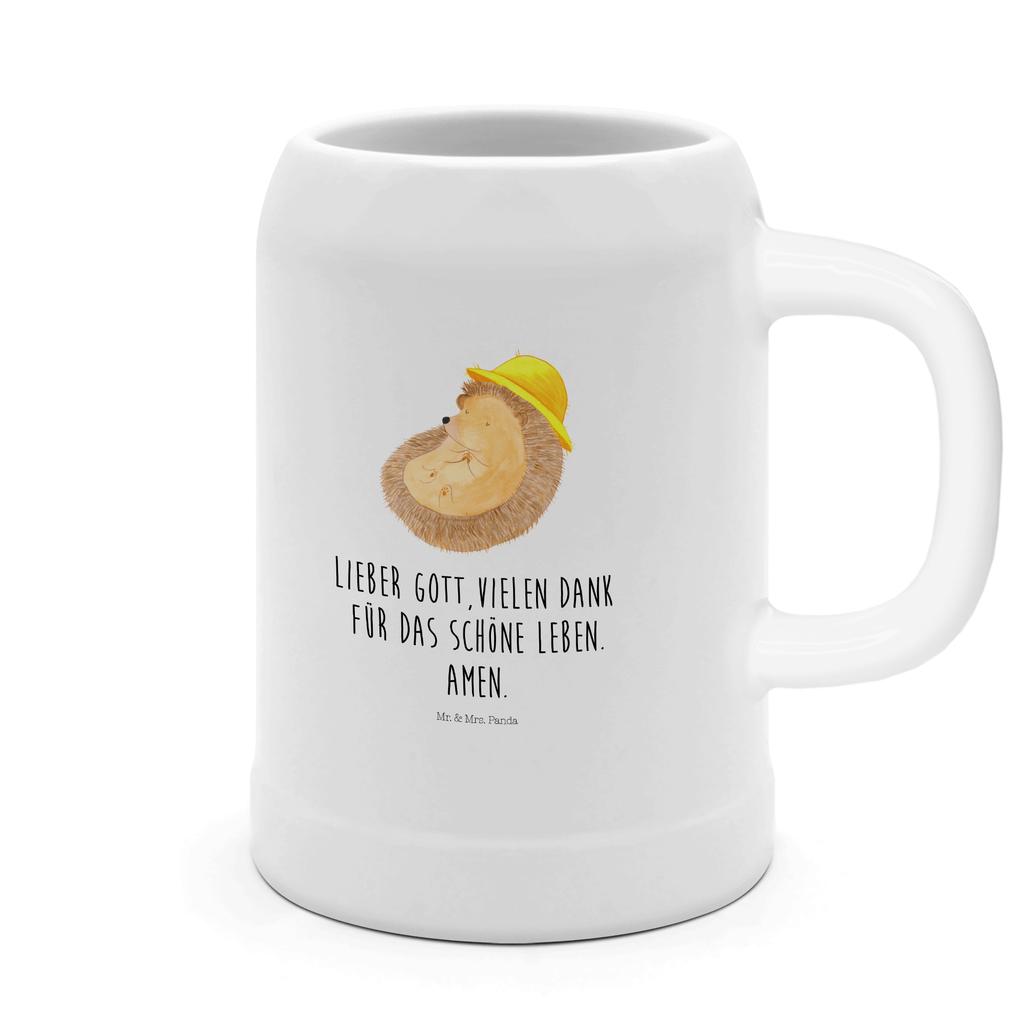 Bierkrug Igel betet Bierkrug, Bierkrüge, Bierkrug Steingut, Steinkrüge, 0, 5 l, 500ml, Krug, Tiermotive, Gute Laune, lustige Sprüche, Tiere, Igel, Igel mit Hut, Sonnenhut, Gott, Amen, beten, Leben, Dankbarkeit, Dankbar sein, dankbar, genießen