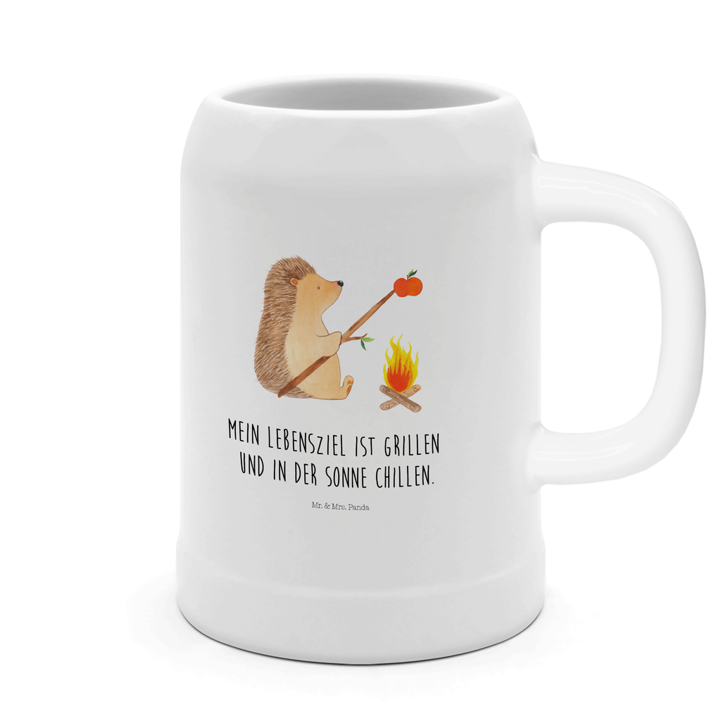 Bierkrug Igel grillt Bierkrug, Bierkrüge, Bierkrug Steingut, Steinkrüge, 0, 5 l, 500ml, Krug, Tiermotive, Gute Laune, lustige Sprüche, Tiere, Igel, Grillen, Ziele, Motivation, arbeitslos, Sinn des Lebens, Spruch