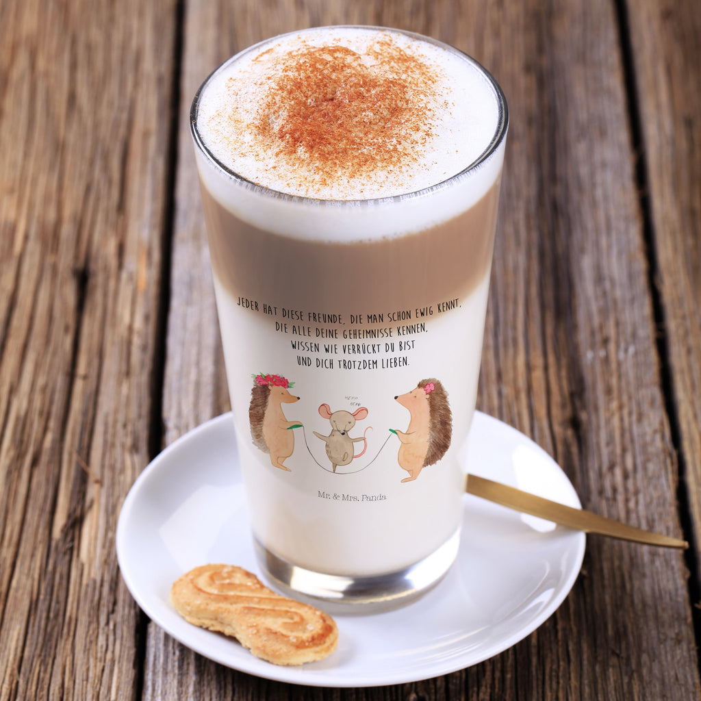 Glas Igel Seilhüpfen Cappuccino Glas, Glas, Cappuccino Tasse, Latte Macchiato, Tiermotive, Gute Laune, lustige Sprüche, Tiere, Igel, Maus, Seilspringen, Seilhüpfen, Kinder, Kindergarten