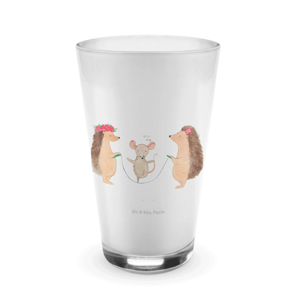 Glas Igel Seilhüpfen Cappuccino Glas, Glas, Cappuccino Tasse, Latte Macchiato, Tiermotive, Gute Laune, lustige Sprüche, Tiere, Igel, Maus, Seilspringen, Seilhüpfen, Kinder, Kindergarten