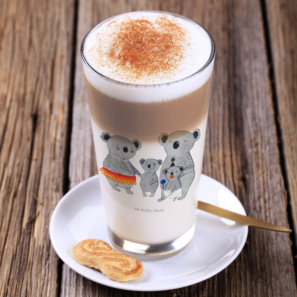 Glas Koala Familie Cappuccino Glas, Glas, Cappuccino Tasse, Latte Macchiato, Familie, Vatertag, Muttertag, Bruder, Schwester, Mama, Papa, Oma, Opa, Koala, Koalas, Family, Kinder, Geschwister, Familienleben