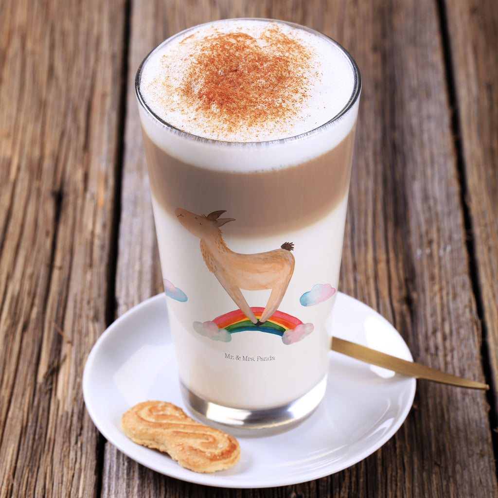 Glas Lama Regenbogen Lama, Lamas, Regenbogen, Haters gonna hate, Haters, Selbstständig, Außenseiter, Schule, Abi, Hobby, Wolkenland, Freiheit	 Cappuccino Glas, Glas, Cappuccino Tasse, Latte Macchiato  Lama, Alpaka
