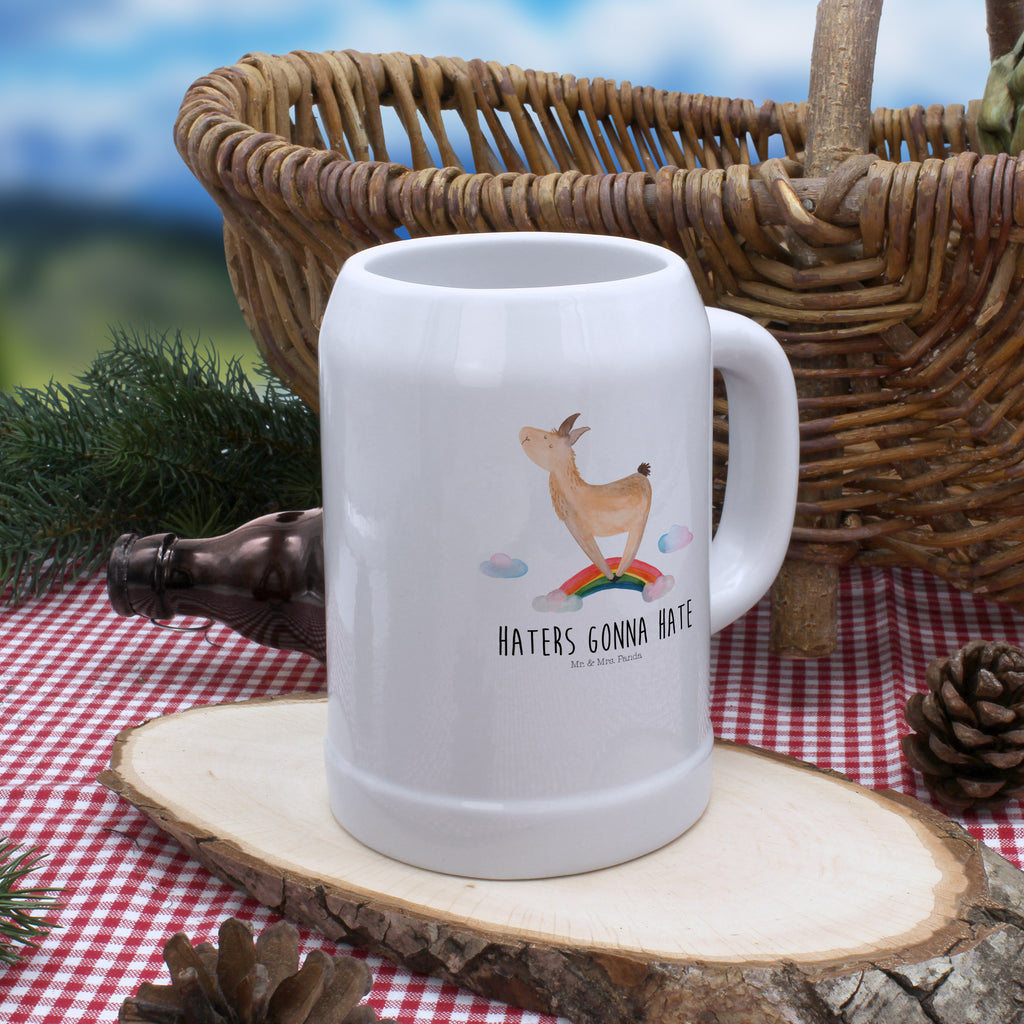 Bierkrug Lama Regenbogen Bierkrug, Bierkrüge, Bierkrug Steingut, Steinkrüge, 0, 5 l, 500ml, Krug, Lama, Alpaka, Lamas, Regenbogen, Haters gonna hate, Haters, Selbstständig, Außenseiter, Schule, Abi, Hobby, Wolkenland, Freiheit