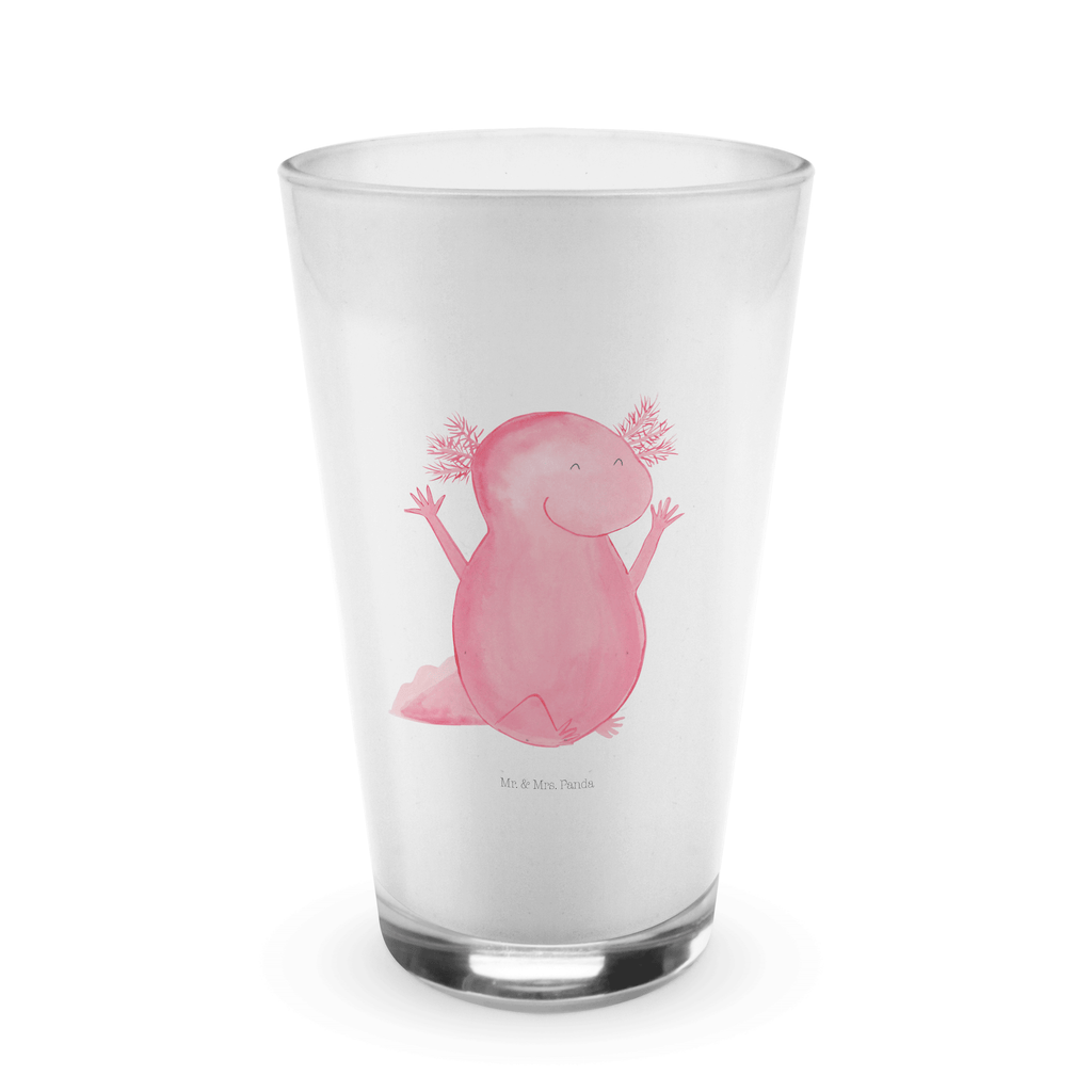 Glas Axolotl Hurra Cappuccino Glas, Glas, Cappuccino Tasse, Latte Macchiato, Axolotl, Molch, Axolot, Schwanzlurch, Lurch, Lurche, fröhlich, Spaß, Freude, Motivation, Zufriedenheit