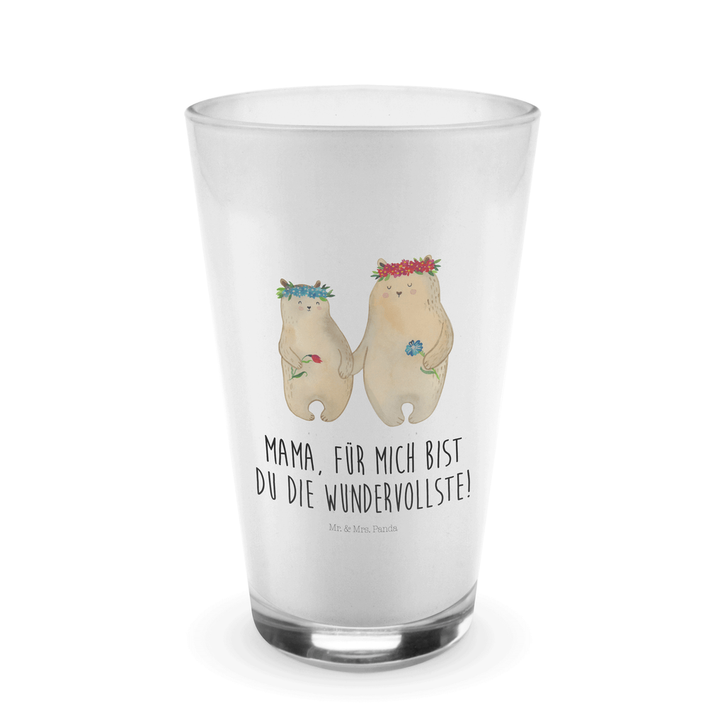 Glas Bären mit Blumenkranz Cappuccino Glas, Glas, Cappuccino Tasse, Latte Macchiato, Familie, Vatertag, Muttertag, Bruder, Schwester, Mama, Papa, Oma, Opa, Bär, Bären, Mutter, Mutti, Mami, Lieblingsmensch, Lieblingsmama, beste Mutter, weltbeste Mama, Geschenk Mama. Muttertag, Tochter, Kind, Kinder, Töchter, Family, Vorbild