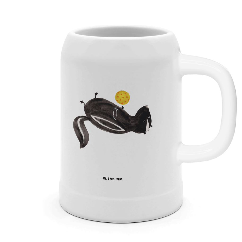 Bierkrug Stinktier Ball Bierkrug, Bierkrüge, Bierkrug Steingut, Steinkrüge, 0, 5 l, 500ml, Krug, Stinktier, Skunk, Wildtier, Raubtier, Stinker, Stinki, verspielt, Weisheit