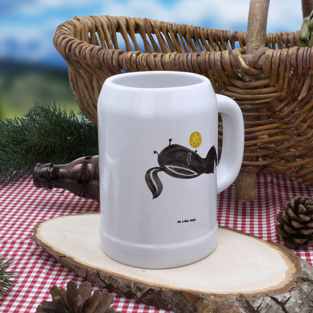 Bierkrug Stinktier Ball Bierkrug, Bierkrüge, Bierkrug Steingut, Steinkrüge, 0, 5 l, 500ml, Krug, Stinktier, Skunk, Wildtier, Raubtier, Stinker, Stinki, verspielt, Weisheit