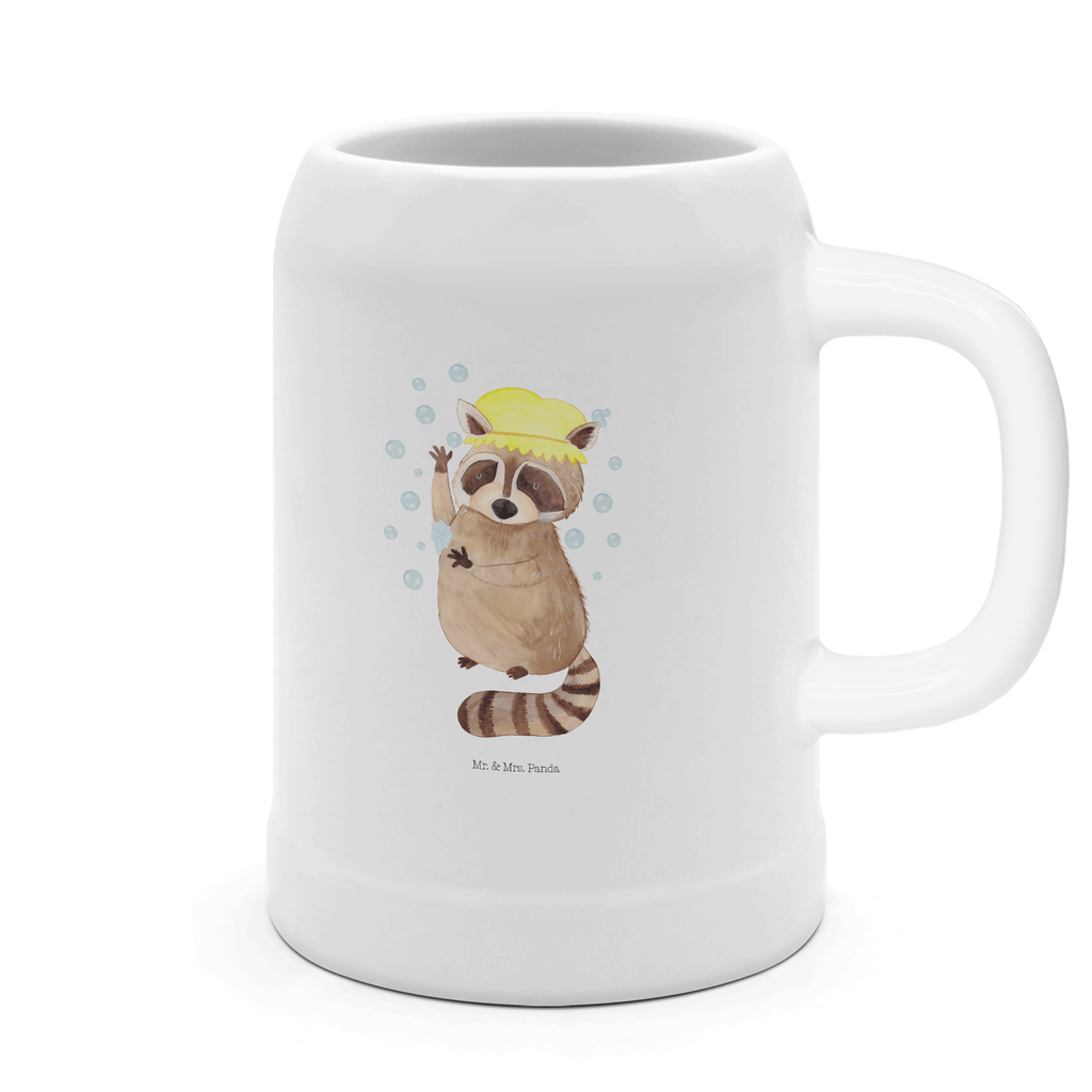 Bierkrug Waschbär Bierkrug, Bierkrüge, Bierkrug Steingut, Steinkrüge, 0, 5 l, 500ml, Krug, Tiermotive, Gute Laune, lustige Sprüche, Tiere, Waschbär, Tagträumen, Plan, Fröhlich, waschen, Seifenblasen