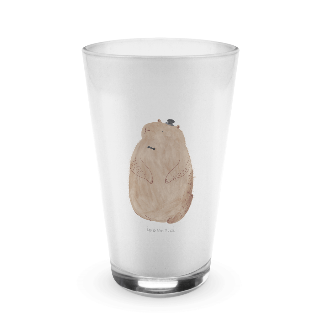Glas Murmeltier Cappuccino Glas, Glas, Cappuccino Tasse, Latte Macchiato, Tiermotive, Gute Laune, lustige Sprüche, Tiere, Murmeltier, Knigge, Fröhlichkeit, Freundlichkeit, Respekt, Anstand