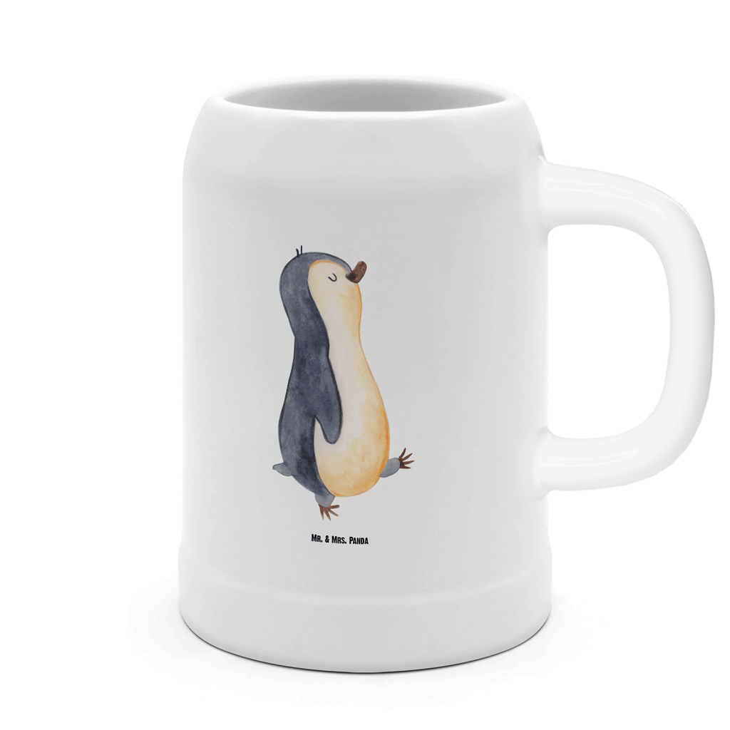 Bierkrug Pinguin marschierend Bierkrug, Bierkrüge, Bierkrug Steingut, Steinkrüge, 0, 5 l, 500ml, Krug, Pinguin, Pinguine, Frühaufsteher, Langschläfer, Bruder, Schwester, Familie