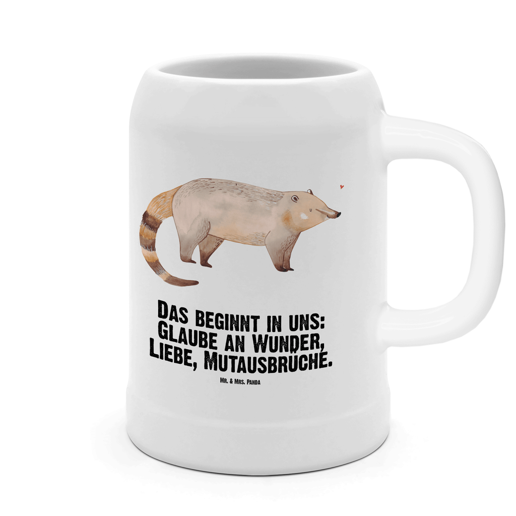 Bierkrug Nasenbaer Bierkrug, Bierkrüge, Bierkrug Steingut, Steinkrüge, 0, 5 l, 500ml, Krug, Tiermotive, Gute Laune, lustige Sprüche, Tiere, Nasenbär, Nasenbären, Rüsselbär, Bär