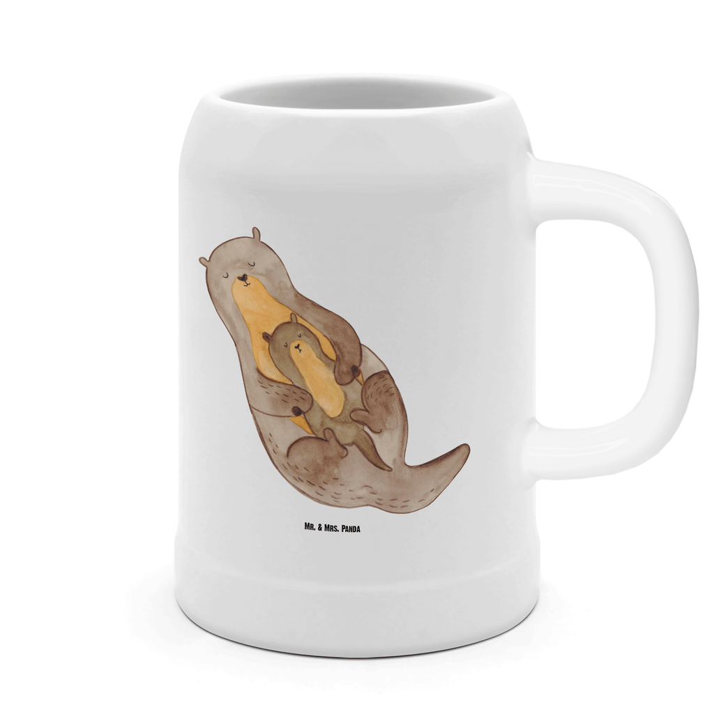 Bierkrug Otter mit Kind Bierkrug, Bierkrüge, Bierkrug Steingut, Steinkrüge, 0, 5 l, 500ml, Krug, Otter, Fischotter, Seeotter, Otter Seeotter See Otter
