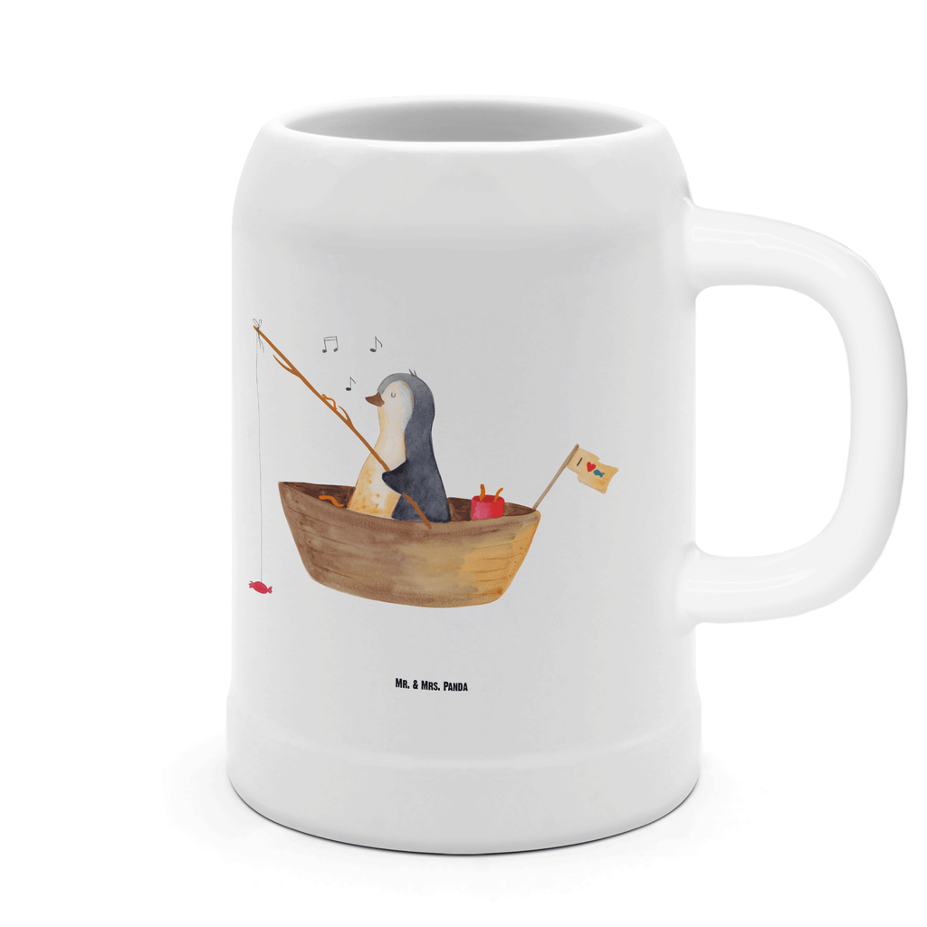 Bierkrug Pinguin Angelboot Bierkrug, Bierkrüge, Bierkrug Steingut, Steinkrüge, 0, 5 l, 500ml, Krug, Pinguin, Pinguine, Angeln, Boot, Angelboot, Lebenslust, Leben, genießen, Motivation, Neustart, Neuanfang, Trennung, Scheidung, Geschenkidee Liebeskummer
