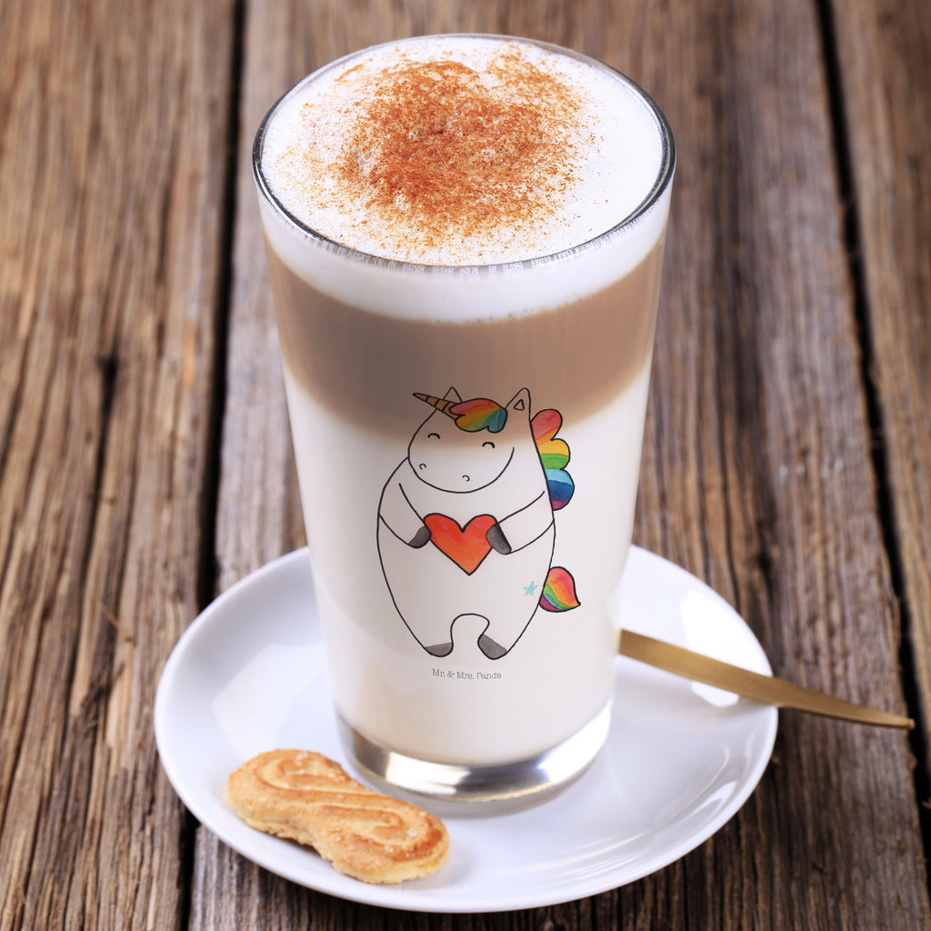 Glas Einhorn Herz Cappuccino Glas, Glas, Cappuccino Tasse, Latte Macchiato, Einhorn, Einhörner, Einhorn Deko, Pegasus, Unicorn, Herz, schlimm, böse, witzig, lustig, Freundin, anders, bunt