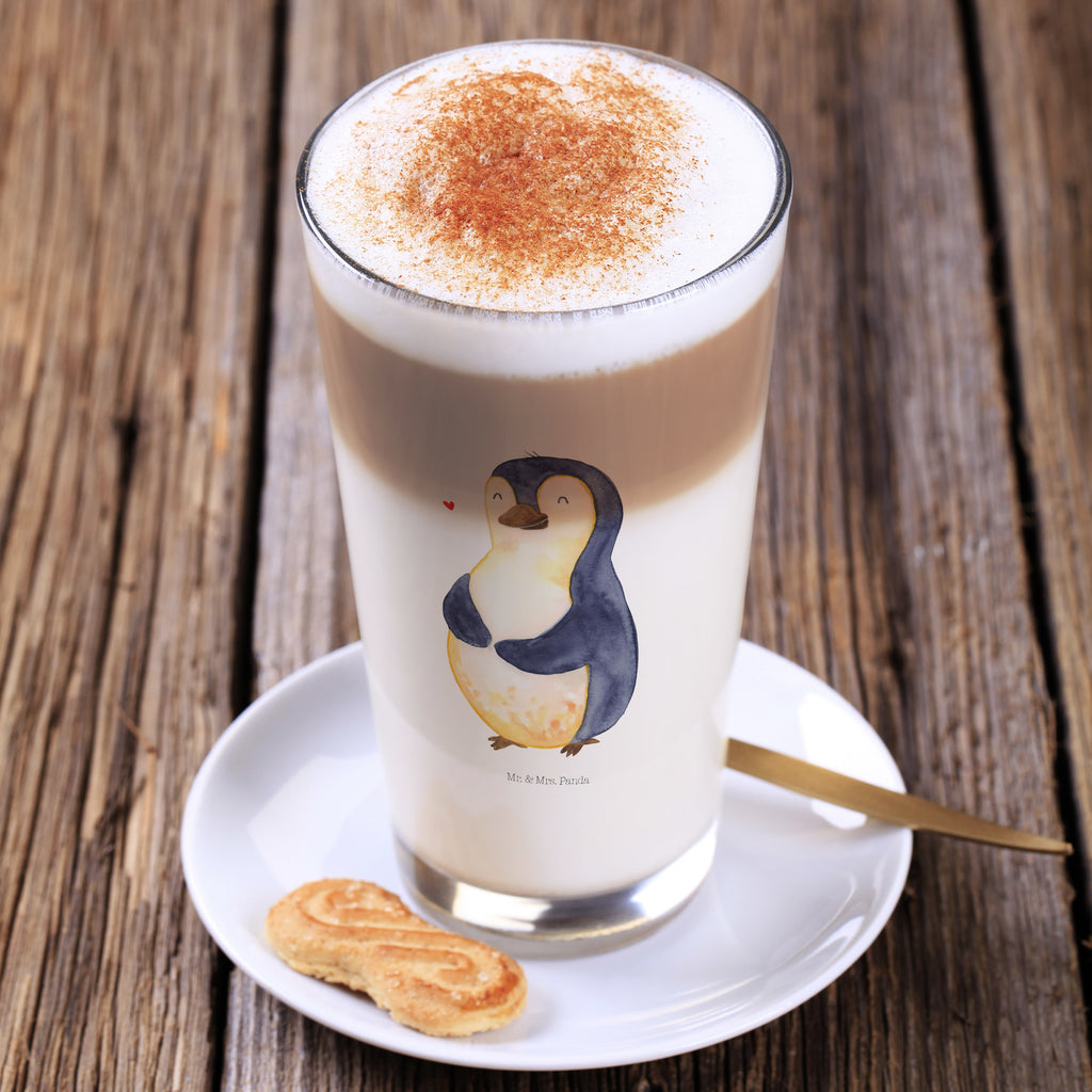 Glas Pinguin Diät Cappuccino Glas, Glas, Cappuccino Tasse, Latte Macchiato, Pinguin, Pinguine, Diät, Abnehmen, Abspecken, Gewicht, Motivation, Selbstliebe, Körperliebe, Selbstrespekt