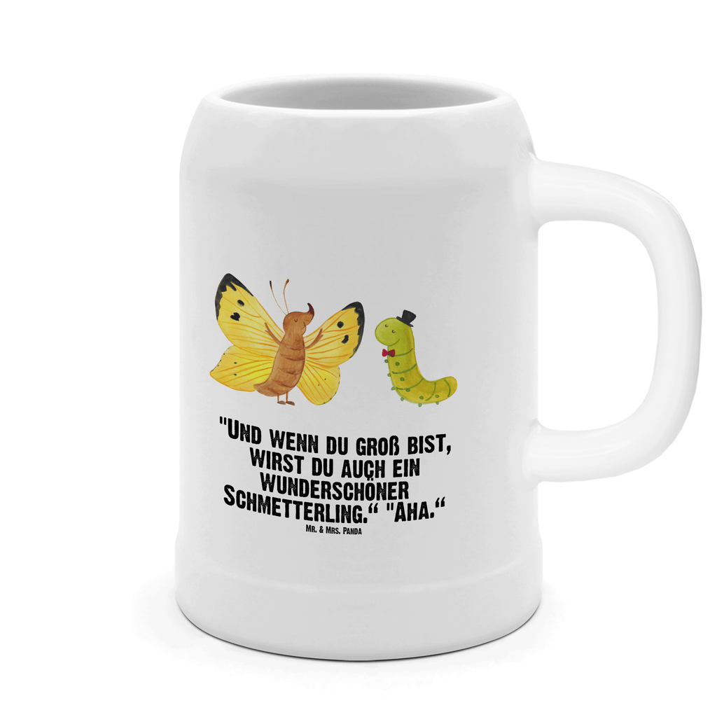 Bierkrug Raupe & Schmetterling Bierkrug, Bierkrüge, Bierkrug Steingut, Steinkrüge, 0, 5 l, 500ml, Krug, Tiermotive, Gute Laune, lustige Sprüche, Tiere, Raupe, Schmetterling, Zitronenfalter, Entwicklung, Erwachsen werden, Kokon, Hut, Hütchen, Schönheit, Aufwachsen