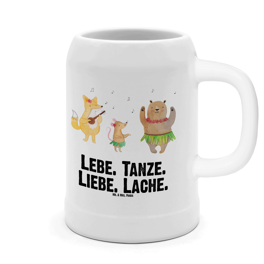 Bierkrug Waldtiere Aloha Bierkrug, Bierkrüge, Bierkrug Steingut, Steinkrüge, 0, 5 l, 500ml, Krug, Tiermotive, Gute Laune, lustige Sprüche, Tiere, Wald, Waldtiere, Musik, Aloha, Bär, Hase, Igel, Tanzen, Leben, Lachen