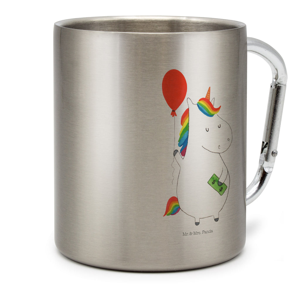 Edelstahlbecher Einhorn Luftballon Edelstahltasse, Karabiner, Edelstahlbecher, Outdoor, Camping, Tasse, Becher, Einhorn, Einhörner, Einhorn Deko, Pegasus, Unicorn, Luftballon, Geld, Lebenslust, Freude, Geschenk, Freundin