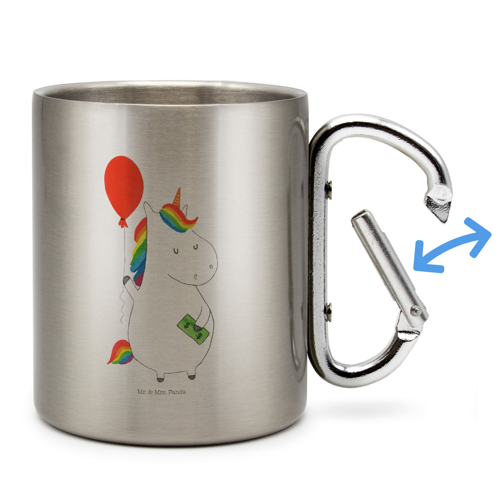 Edelstahlbecher Einhorn Luftballon Edelstahltasse, Karabiner, Edelstahlbecher, Outdoor, Camping, Tasse, Becher, Einhorn, Einhörner, Einhorn Deko, Pegasus, Unicorn, Luftballon, Geld, Lebenslust, Freude, Geschenk, Freundin