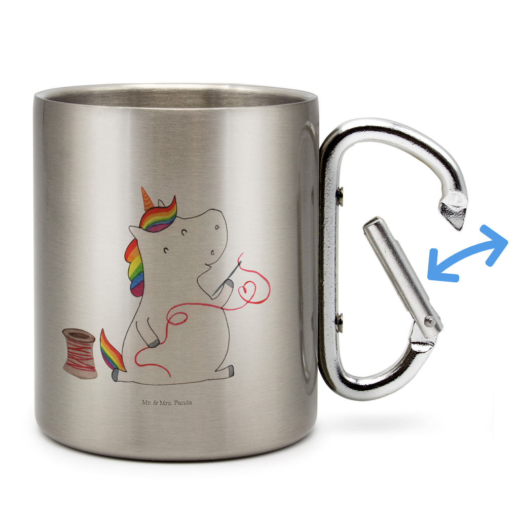 Edelstahlbecher Einhorn Näherin Edelstahltasse, Karabiner, Edelstahlbecher, Outdoor, Camping, Tasse, Becher, Einhorn, Einhörner, Einhorn Deko, Pegasus, Unicorn, Näherin, nähen, Mädchen, Freundin, Häkeln, Stricken, basteln, Nähzimmer