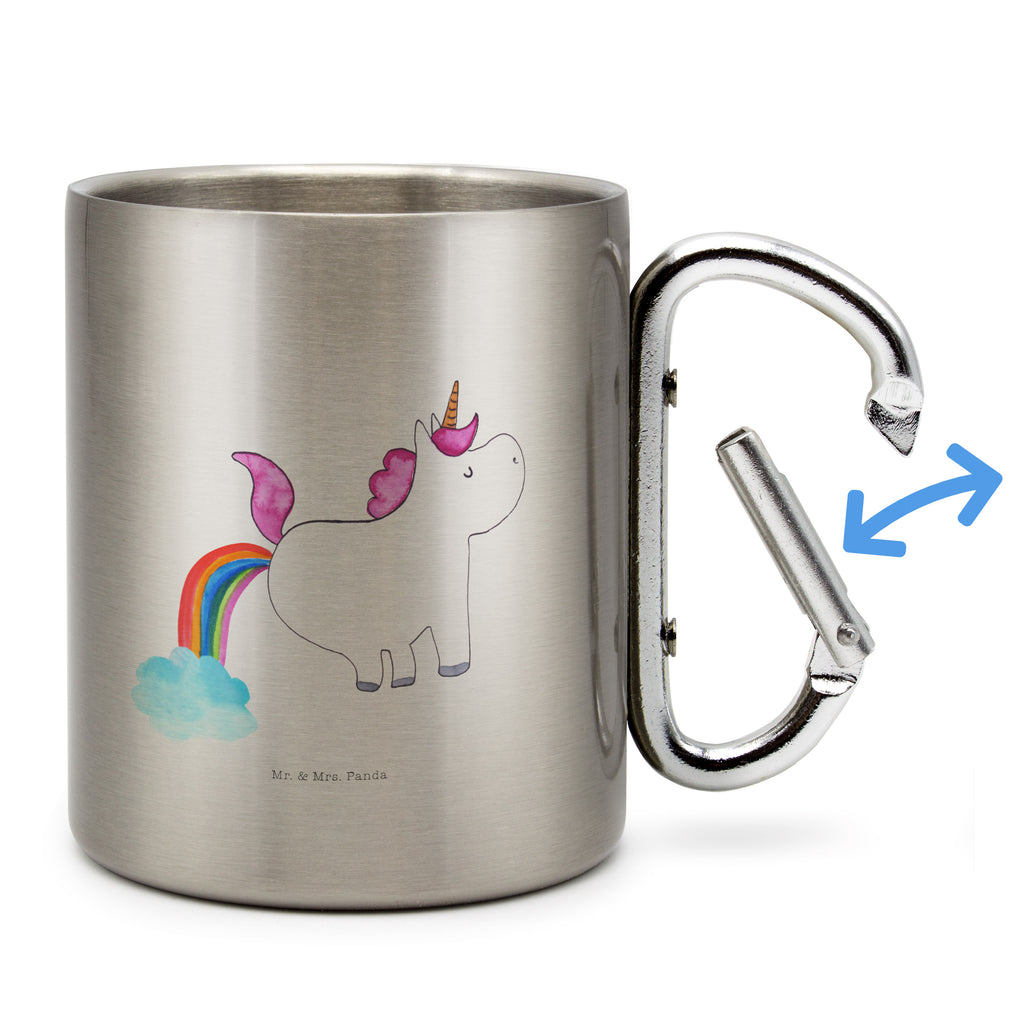 Edelstahlbecher Einhorn Pupsend Edelstahltasse, Karabiner, Edelstahlbecher, Outdoor, Camping, Tasse, Becher, Einhorn, Einhörner, Einhorn Deko, Pegasus, Unicorn, Pups, Regenbogen, Glitzer, Einhornpower, Erwachsenwerden, Spaß, lustig, Freundin