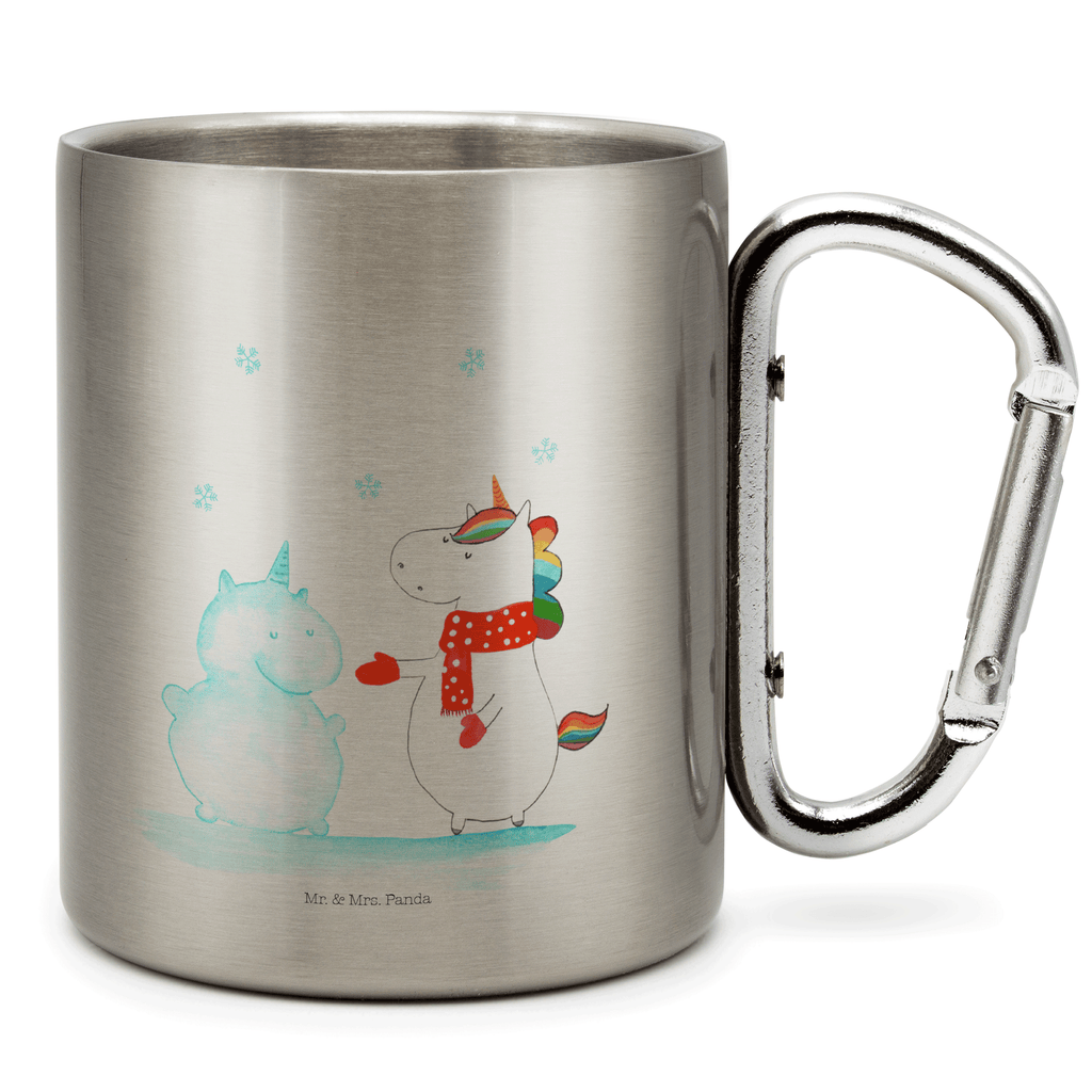 Edelstahlbecher Einhorn Schneemann Edelstahltasse, Karabiner, Edelstahlbecher, Outdoor, Camping, Tasse, Becher, Einhorn, Einhörner, Einhorn Deko, Pegasus, Unicorn, Schneemann, Winter, Schnee, Kuchen, Weihnachten, kalt, Mütze, Handschuhe, X-Mas
